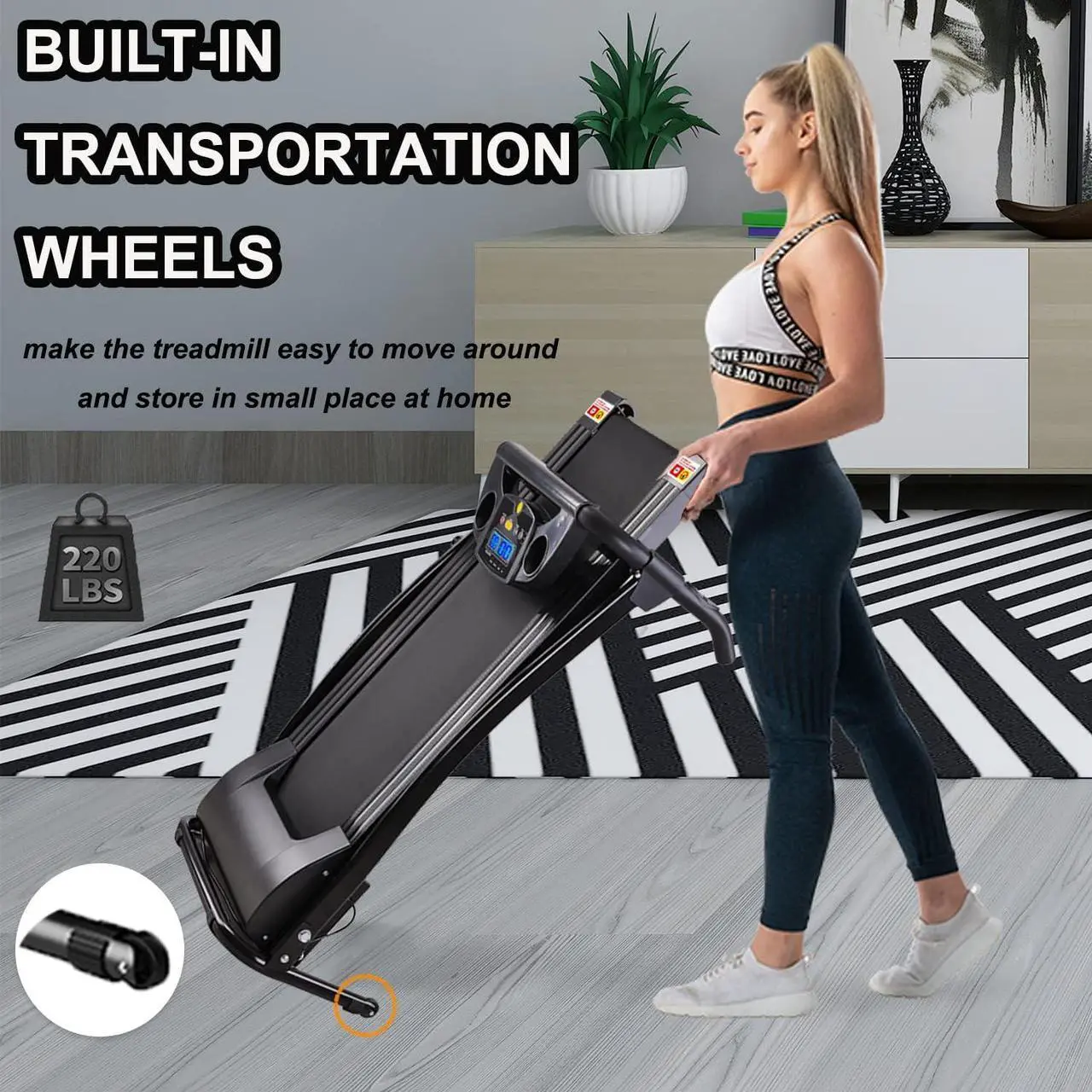 Alt view image 5 of 6 - FYC Foldable Treadmills for Home, Compact Treadmill for Small Spaces, Electric Folding Lightweight Running Machine Fitness Walking Jogging Exercise for Home Office Apartment