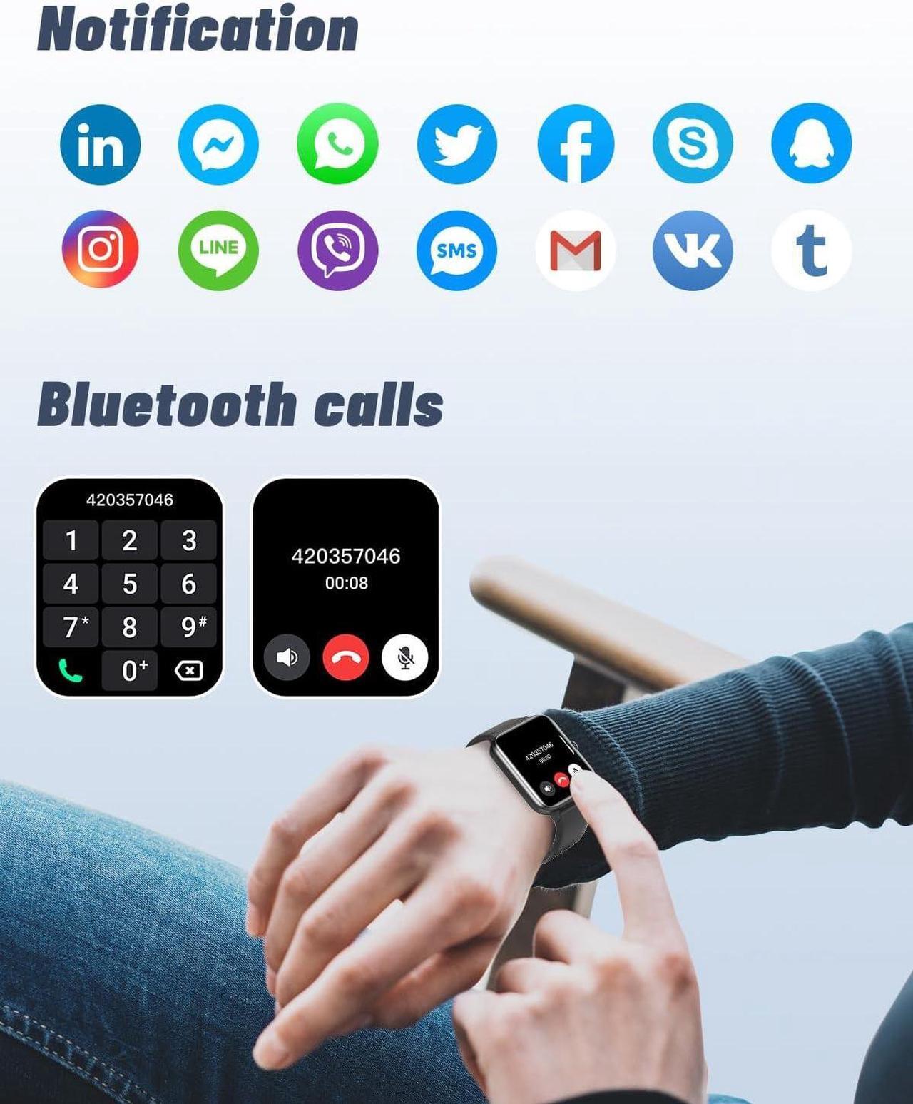Alt view image 2 of 7 - GRV Smart Watch for iOS and Android Phones (Answer/Make Calls), Watches for Men Women IP68 Waterproof Smartwatch Fitness Tracker Watch with Heart Rate/Sleep Monitor Steps Calories Counter (Black)