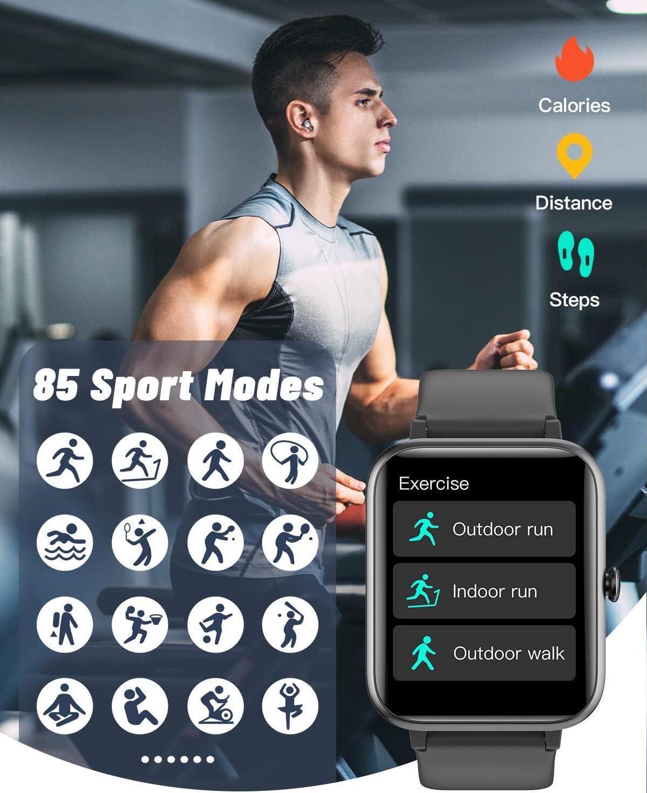 Alt view image 3 of 7 - GRV Smart Watch for iOS and Android Phones (Answer/Make Calls), Watches for Men Women IP68 Waterproof Smartwatch Fitness Tracker Watch with Heart Rate/Sleep Monitor Steps Calories Counter (Black)