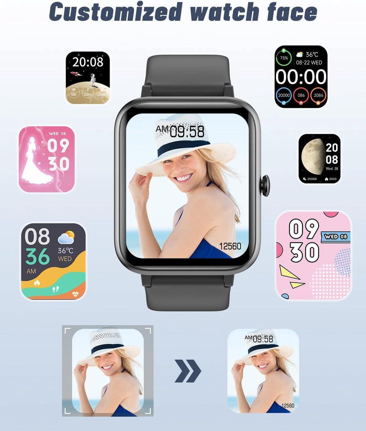 Alt view image 6 of 7 - GRV Smart Watch for iOS and Android Phones (Answer/Make Calls), Watches for Men Women IP68 Waterproof Smartwatch Fitness Tracker Watch with Heart Rate/Sleep Monitor Steps Calories Counter (Black)