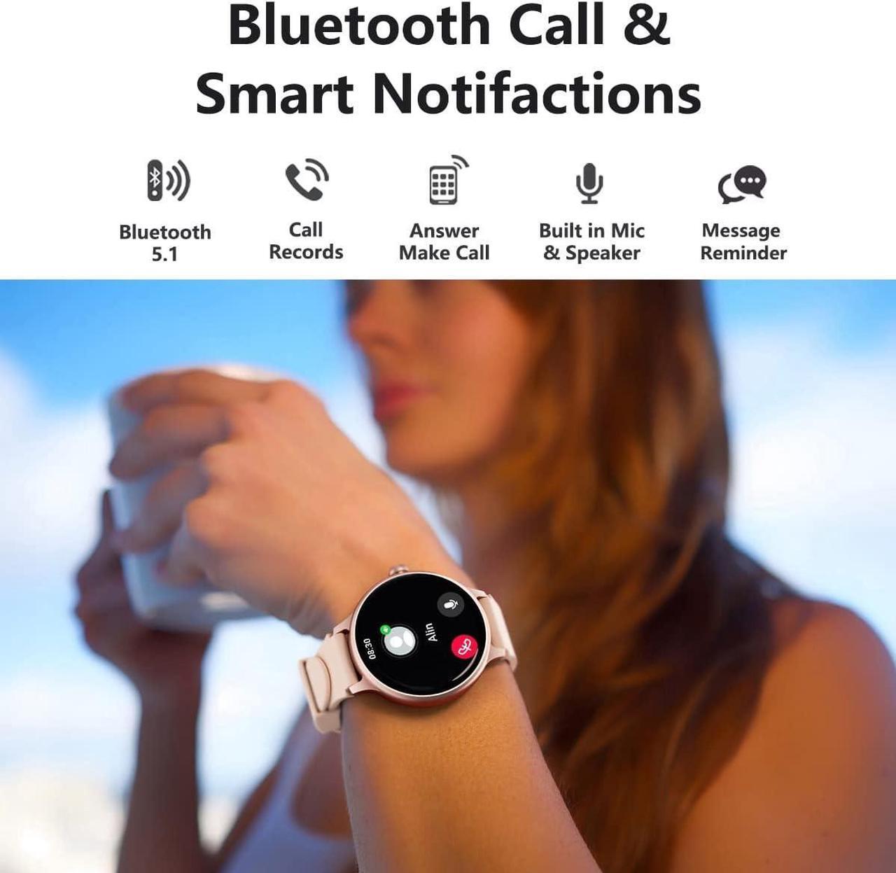 Alt view image 3 of 6 - FITVII Smart Watch for Women Answer/Make Call, Fitness Tracker with 24/7 Blood Pressure Heart Rate and Blood Oxygen Monitor, Sleep Tracker Step Counter Waterproof Smartwatch for Android and iOS Phone