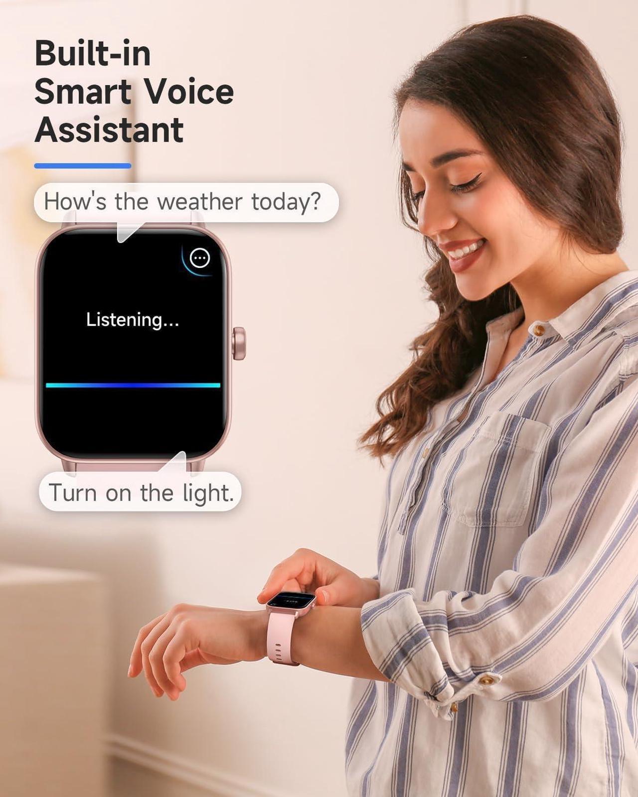 Alt view image 2 of 7 - TOOBUR Smart Watch for Women Alexa Built-in, IP68 Waterproof Swimming, 1.8" Fitness Tracker Watch with Answer&Make Call/Heart Rate/Step Counter/Sleep Tracker/100 Sports, Compatible Android iPhone