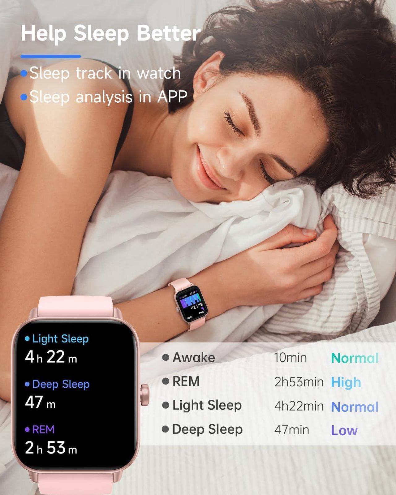 Alt view image 4 of 7 - TOOBUR Smart Watch for Women Alexa Built-in, IP68 Waterproof Swimming, 1.8" Fitness Tracker Watch with Answer&Make Call/Heart Rate/Step Counter/Sleep Tracker/100 Sports, Compatible Android iPhone