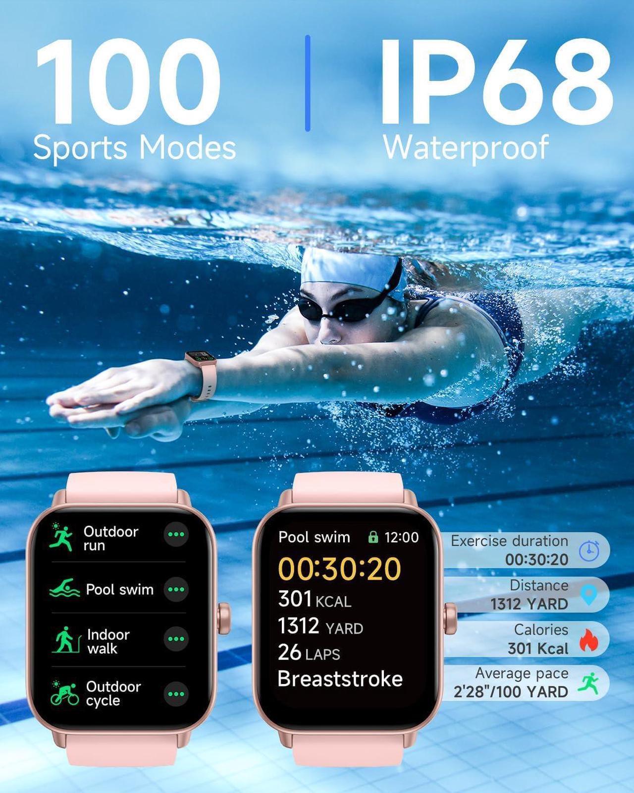 Alt view image 5 of 7 - TOOBUR Smart Watch for Women Alexa Built-in, IP68 Waterproof Swimming, 1.8" Fitness Tracker Watch with Answer&Make Call/Heart Rate/Step Counter/Sleep Tracker/100 Sports, Compatible Android iPhone