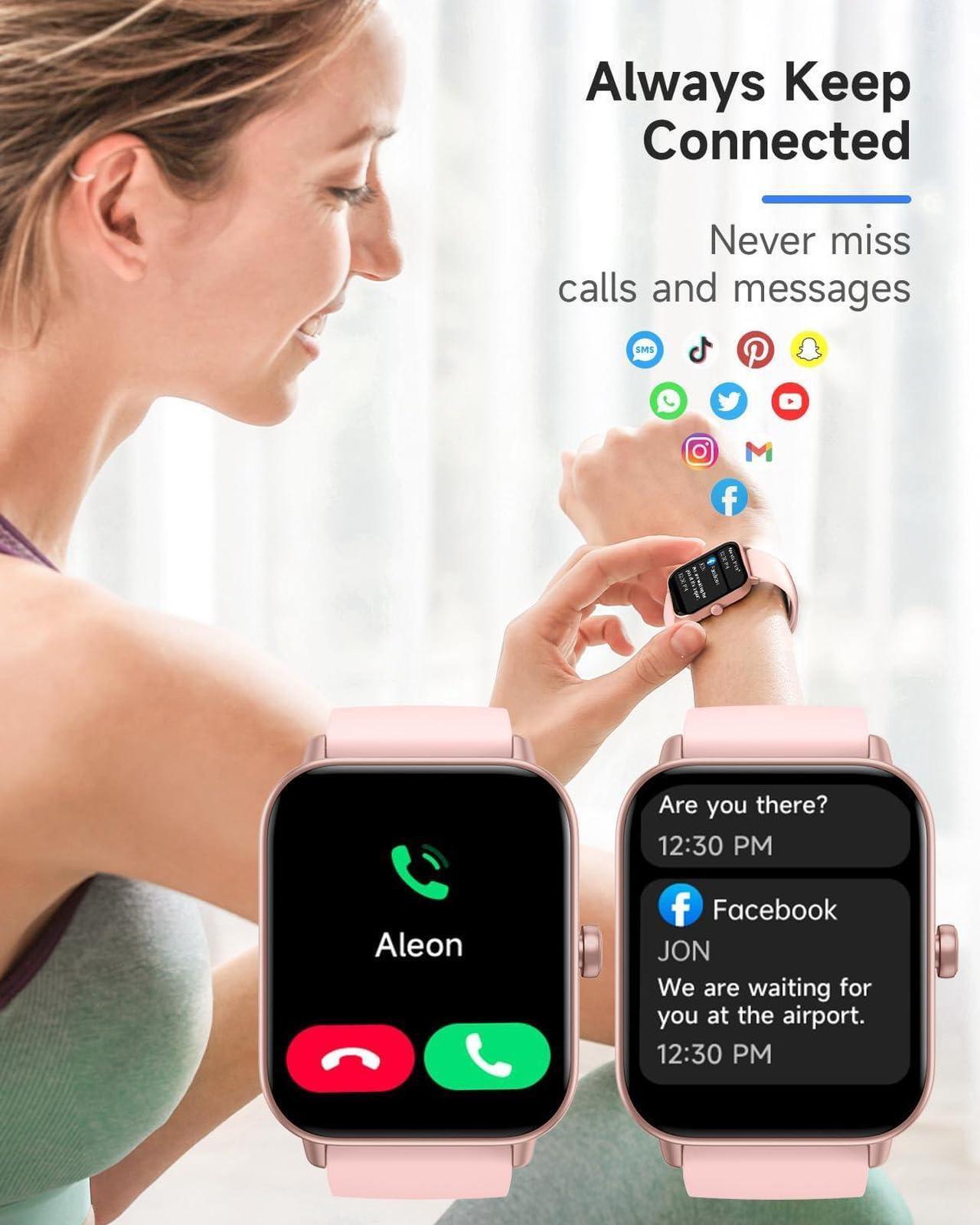 Alt view image 6 of 7 - TOOBUR Smart Watch for Women Alexa Built-in, IP68 Waterproof Swimming, 1.8" Fitness Tracker Watch with Answer&Make Call/Heart Rate/Step Counter/Sleep Tracker/100 Sports, Compatible Android iPhone