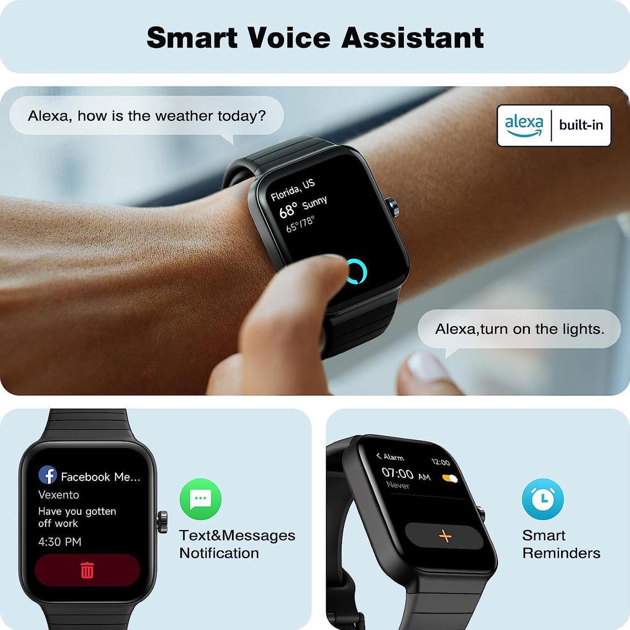 Alt view image 4 of 7 - Fitpolo Smart Watch for Men Women, 1.8" Fitness Watches Call Alexa 100+ Workouts SpO2 Heart Rate Monitor Sleep Calorie Step Counter Waterproof Activity Trackers and Smartwatches for Android iPhone