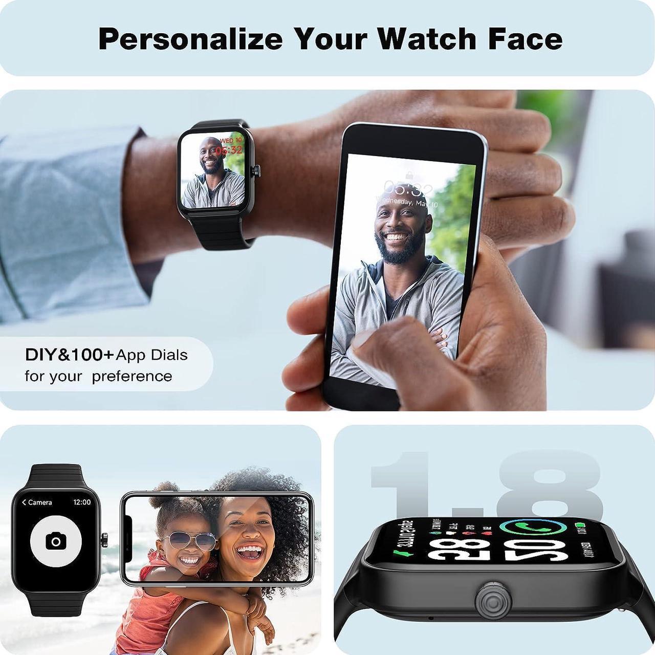 Alt view image 6 of 7 - Fitpolo Smart Watch for Men Women, 1.8" Fitness Watches Call Alexa 100+ Workouts SpO2 Heart Rate Monitor Sleep Calorie Step Counter Waterproof Activity Trackers and Smartwatches for Android iPhone