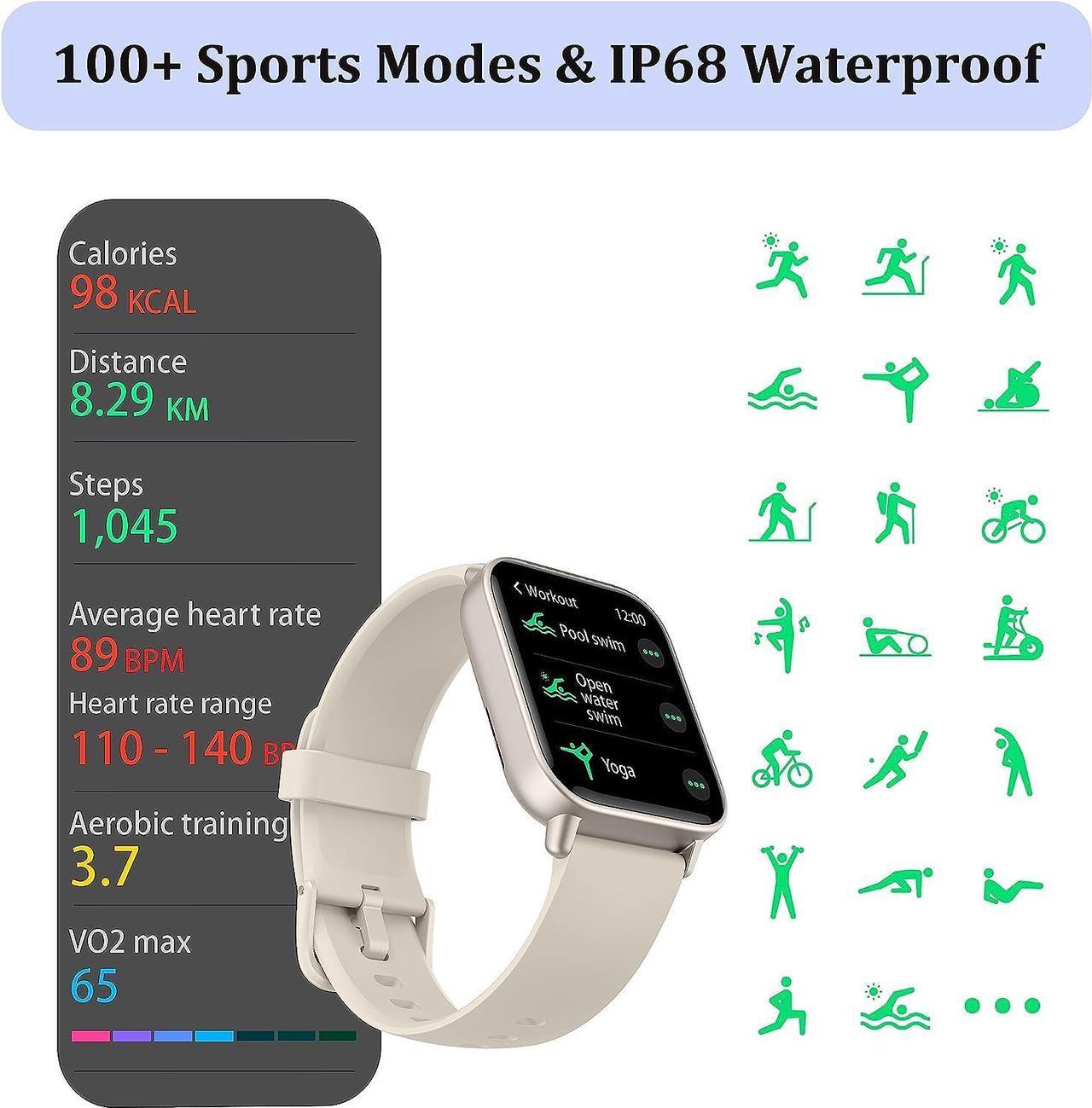 Alt view image 6 of 7 - KALINCO Smart Watch for Women Men (Answer/Make Call), Alexa Built-in, 1.8" Fitness Tracker Watch with Heart Rate/SpO2/Stress & Sleep Monitor, 100+ Sport Modes, Swimming Smartwatch for Android iOS