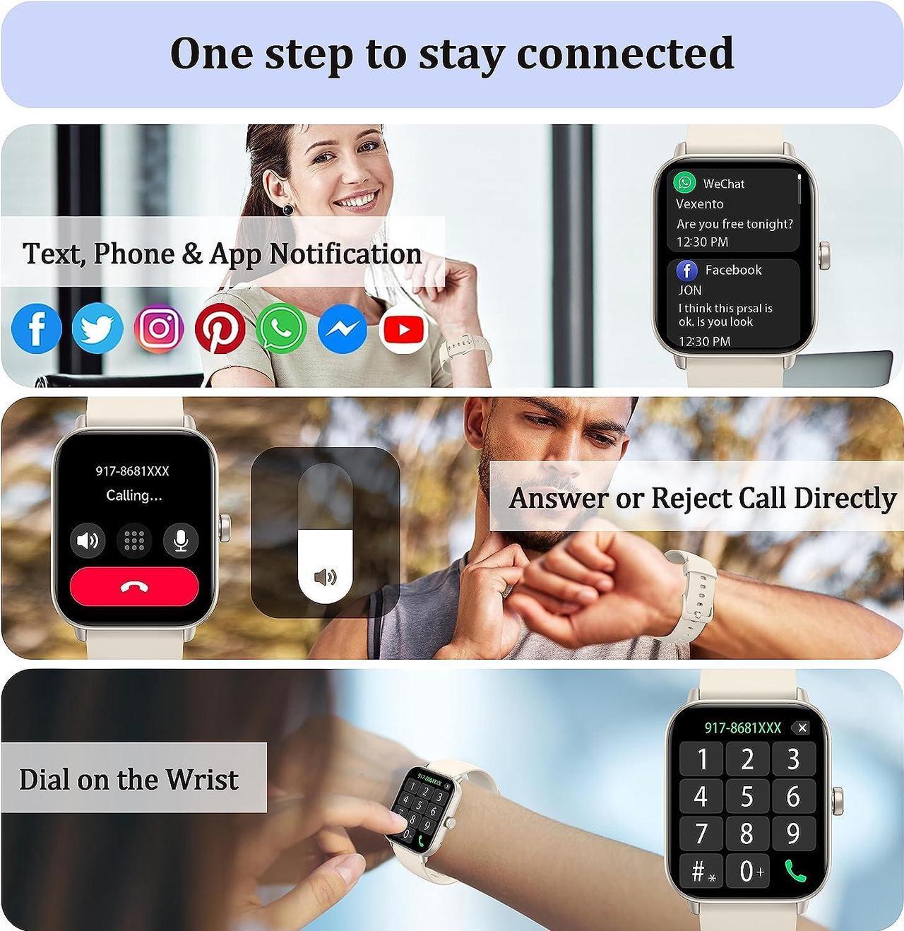 Alt view image 3 of 7 - KALINCO Smart Watch for Women Men (Answer/Make Call), Alexa Built-in, 1.8" Fitness Tracker Watch with Heart Rate/SpO2/Stress & Sleep Monitor, 100+ Sport Modes, Swimming Smartwatch for Android iOS