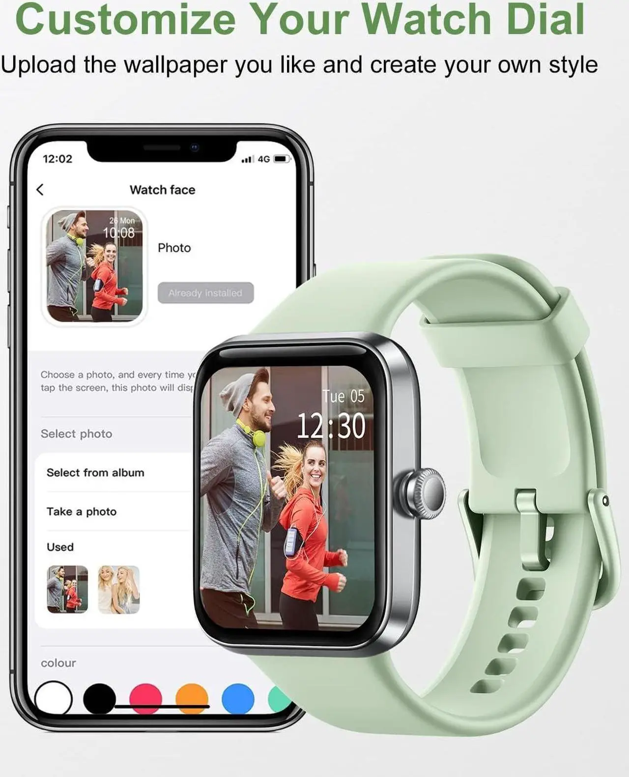 Alt view image 5 of 6 - aeac Smart Watch for Women Men,1.69" Touch Screen Fitness Tracker for iPhone Android Phone IP68 Waterproof,Finess Watch with Step Calorie Counter Sleep Monitoring Pedometer Watches