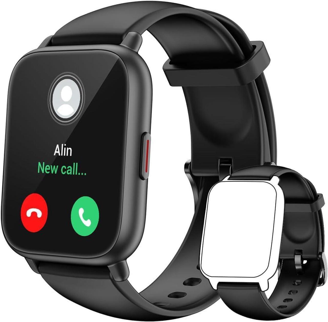 Main image of RUIMEN Smart Watch Answer/Make Calls Fitness Watch with Spare Strap Reloj Inteligente 1.7Full Touch Smartwatchs for Women Men Heart Rate/Sleep Monitor Watch 100+ Sports IP68 Waterproof(Black)