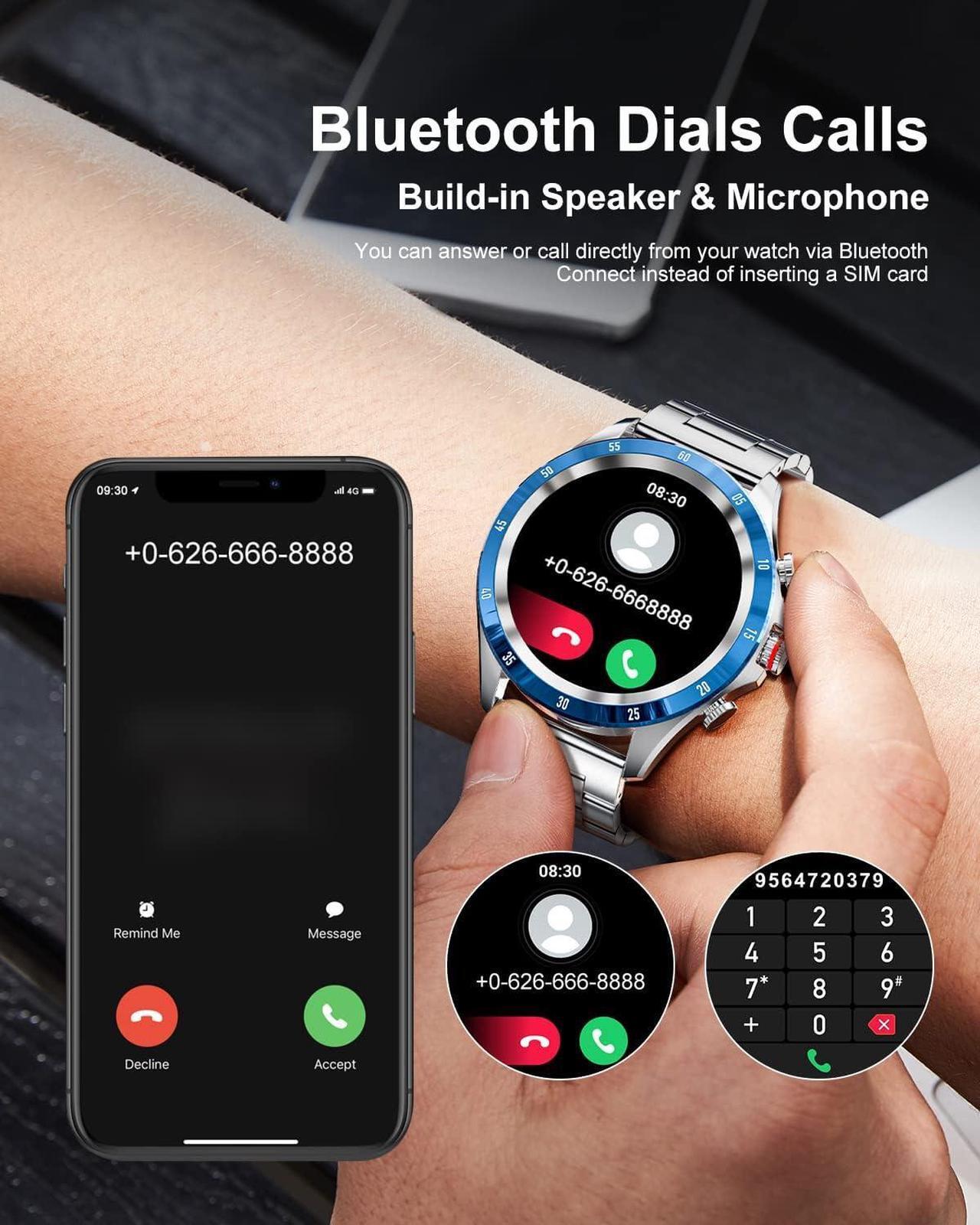 Alt view image 2 of 7 - LIGE Smart Watches for Men,1.32 Smart Watch with Bluetooth Calls/Message Push, 20 Sport Modes Blood Pressure/Heart Rate Tracker IP67 Waterproof Blue Mens Smartwatch for Android iOS Phones