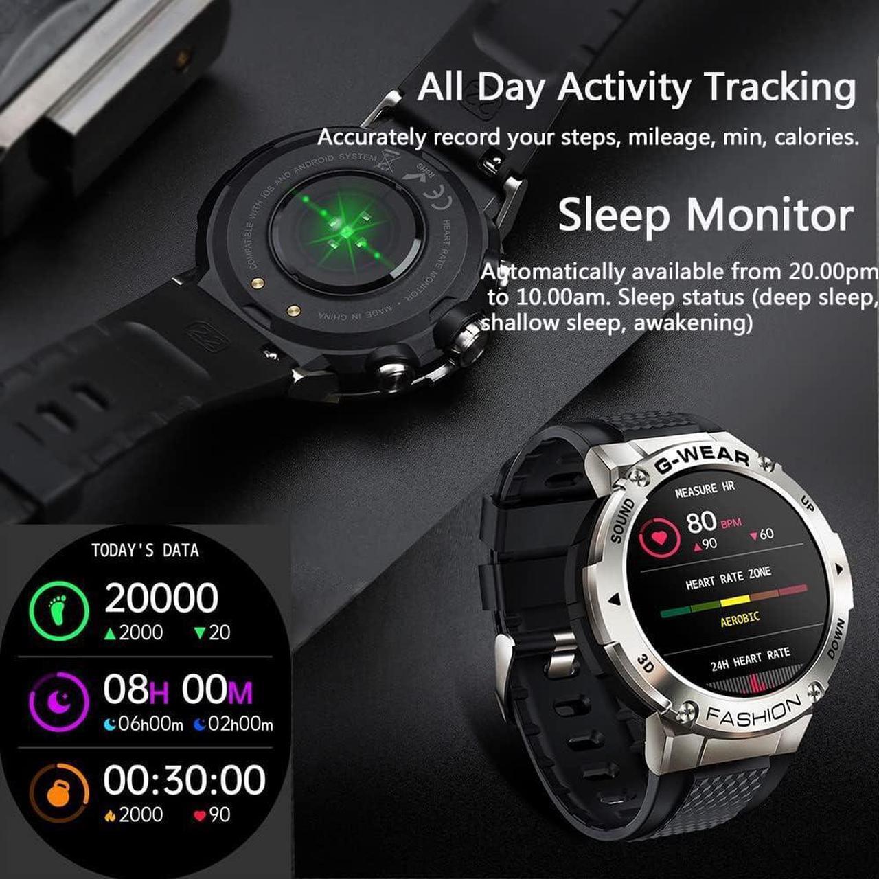 Alt view image 4 of 7 - Smart Watches for Men Activity Fitness Tracker Smartwatch with Bluetooth Call Heart Rate Sleep Monitor Pedometer Waterproof Sport Watch for Android iOS Phone