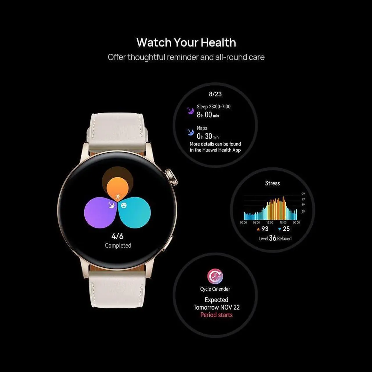Alt view image 3 of 7 - HUAWEI Watch GT 3 (46mm) GPS + Bluetooth Smartwatch (Black) - International Version