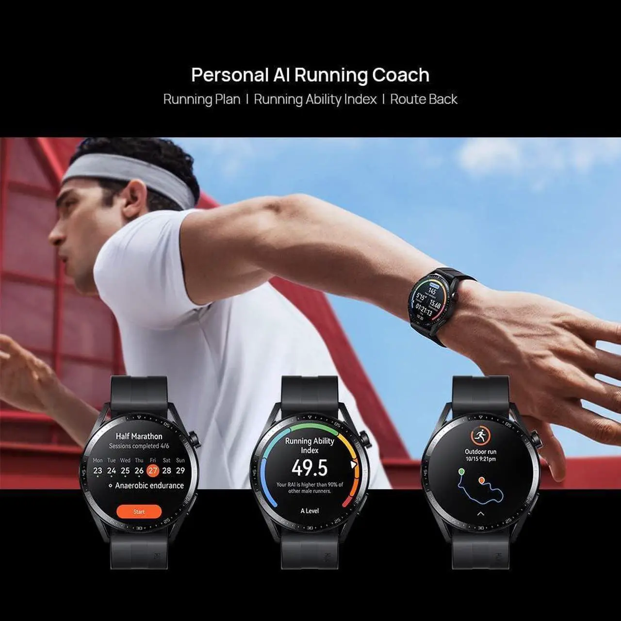 Alt view image 6 of 7 - HUAWEI Watch GT 3 (46mm) GPS + Bluetooth Smartwatch (Black) - International Version
