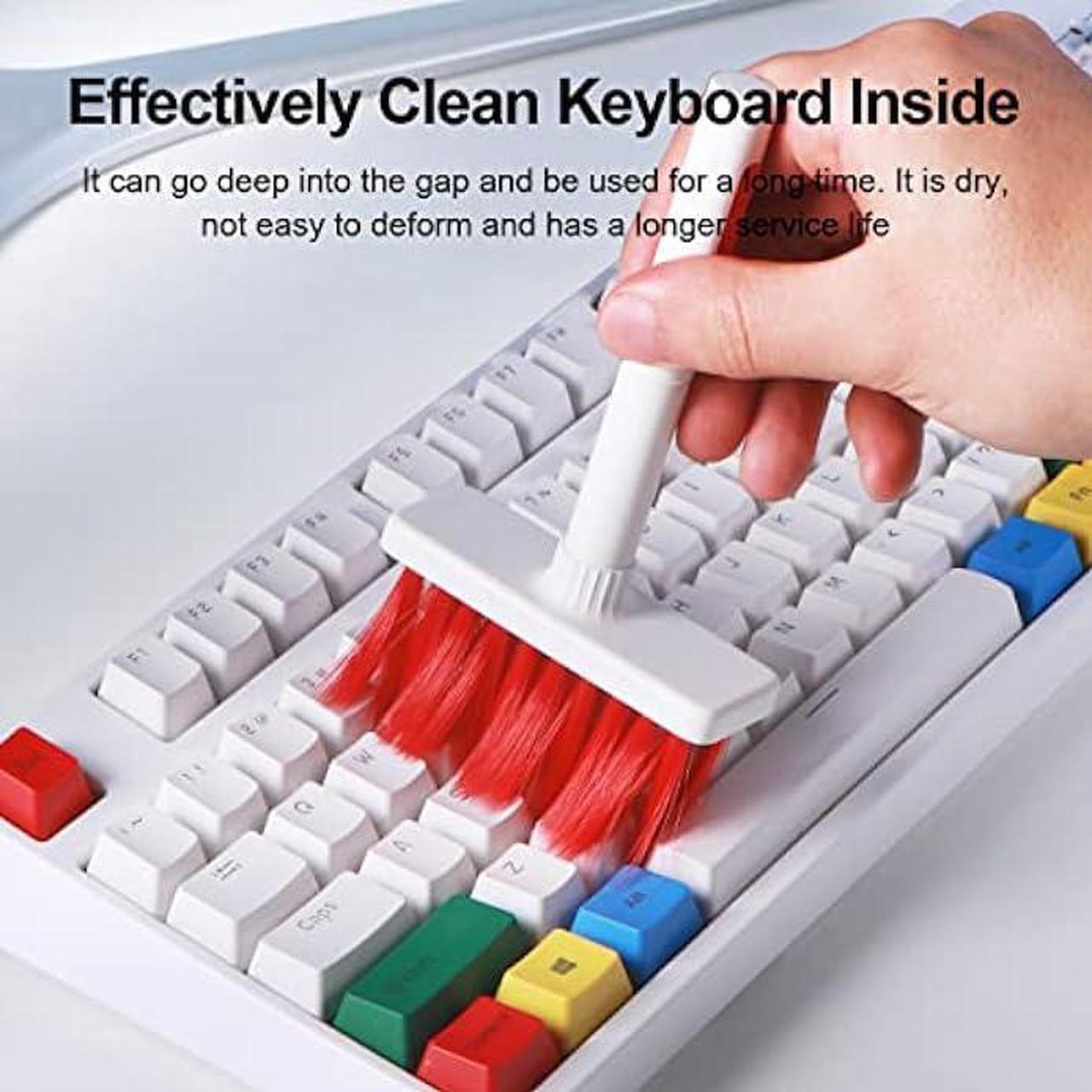 Alt view image 5 of 6 - Hagibis Cleaning Soft Brush Keyboard Cleaner 5-in-1 Multi-Function Computer Cleaning Tools Kit Corner Gap Duster Keycap Puller for Bluetooth Earphones Lego Laptop Airpods Pro Camera Lens (Red)