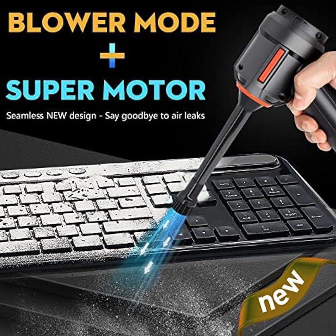Alt view image 2 of 6 - Compressed Air Duster & Mini Vacuum Keyboard Cleaner 3-in-1, New Generation Canned Air Spray, Portable Electric Air Can, Cordless Blower Computer Cleaning Kit
