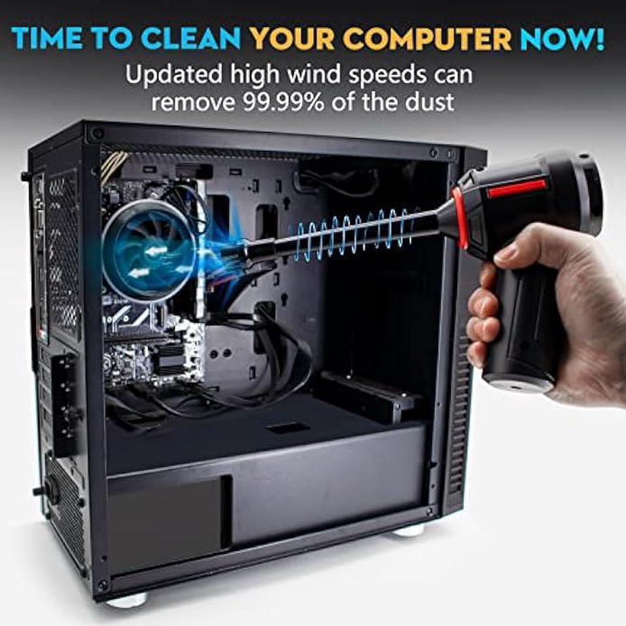 Alt view image 3 of 6 - Compressed Air Duster & Mini Vacuum Keyboard Cleaner 3-in-1, New Generation Canned Air Spray, Portable Electric Air Can, Cordless Blower Computer Cleaning Kit