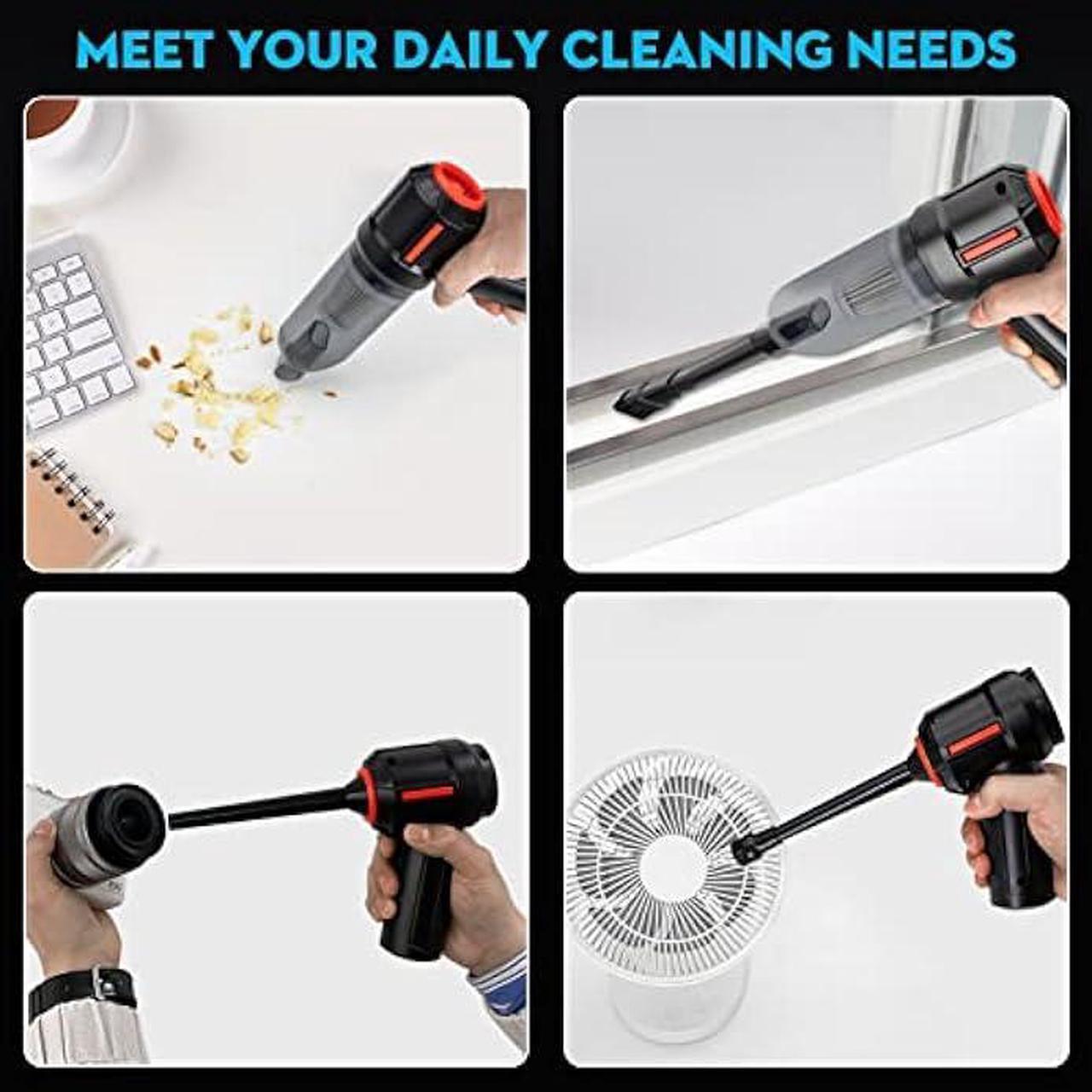 Alt view image 5 of 6 - Compressed Air Duster & Mini Vacuum Keyboard Cleaner 3-in-1, New Generation Canned Air Spray, Portable Electric Air Can, Cordless Blower Computer Cleaning Kit