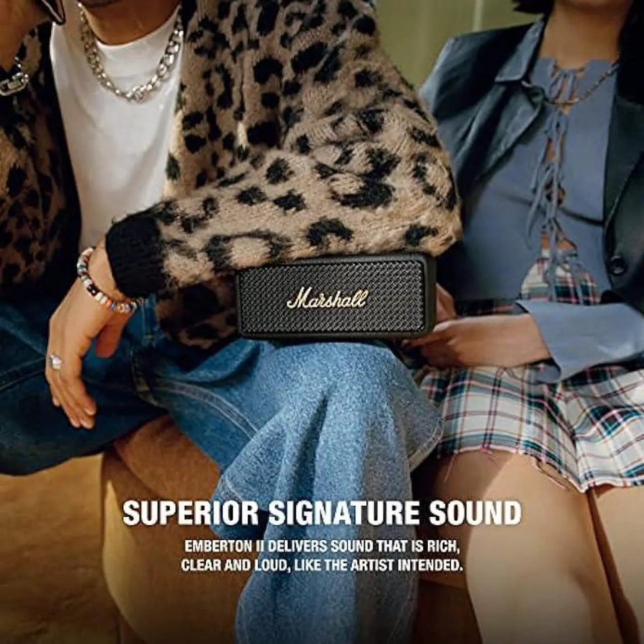 Alt view image 2 of 5 - Marshall Emberton II Portable Bluetooth Speaker - Black & Brass