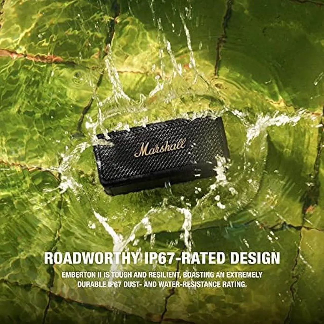 Alt view image 4 of 5 - Marshall Emberton II Portable Bluetooth Speaker - Black & Brass
