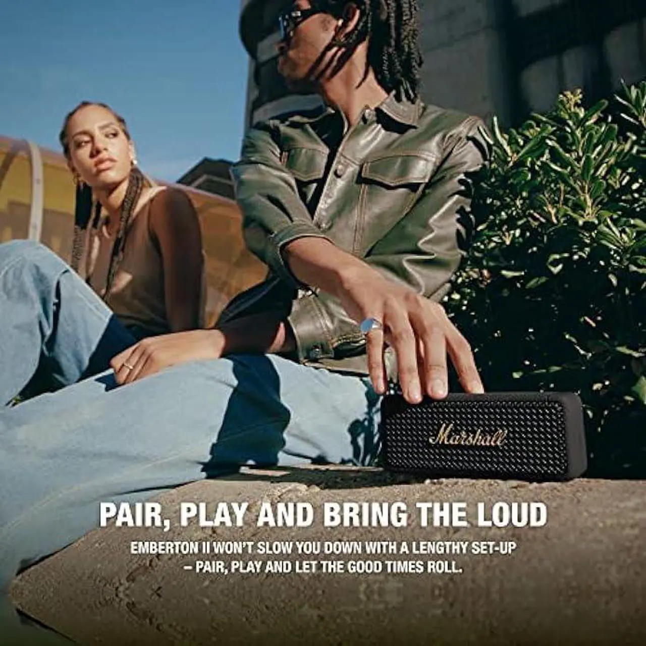 Alt view image 5 of 5 - Marshall Emberton II Portable Bluetooth Speaker - Black & Brass