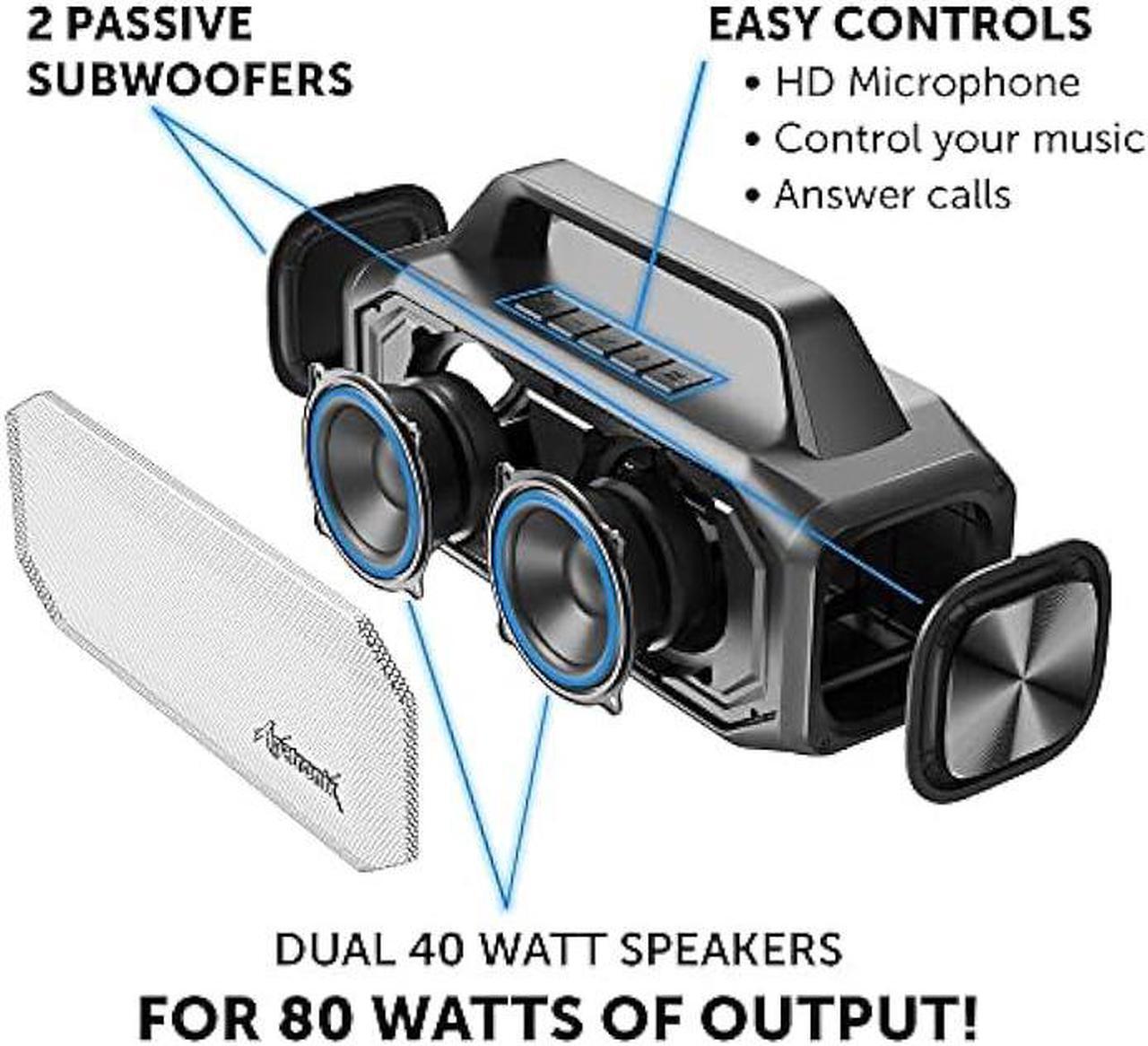 Alt view image 2 of 6 - Alpatronix IPX6 Waterproof Stereo Bluetooth Speaker 80W (100W Max), Portable Wireless, 12000mAh Power Bank, Handsfree, Shockproof, TWS, Subwoofer, TF & Flash Card, NFC, AX600, Indoor & Outdoor  Black