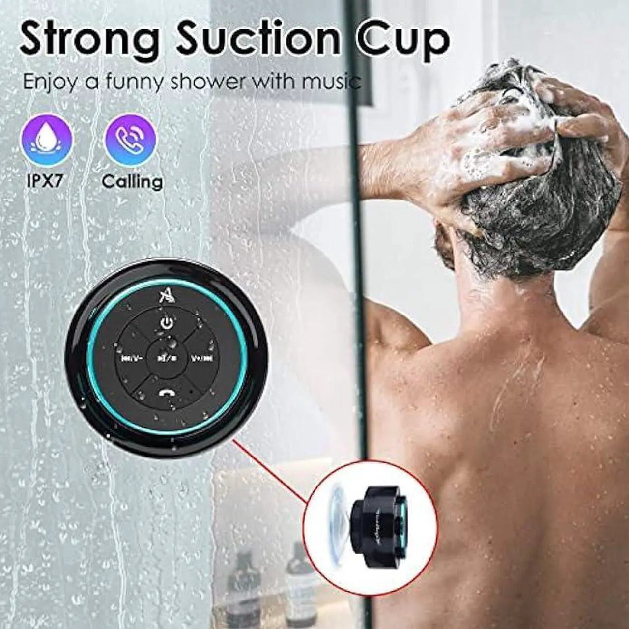 Alt view image 3 of 6 - XLeader, Upgraded, Shower Speaker, Certified IPX7 Waterproof Bluetooth Wireless Speaker, Electronics Gifts for Girls Boys Men Women Kids, 5W Mini Portable Speaker with Suction Cup and Mic for Bathroom