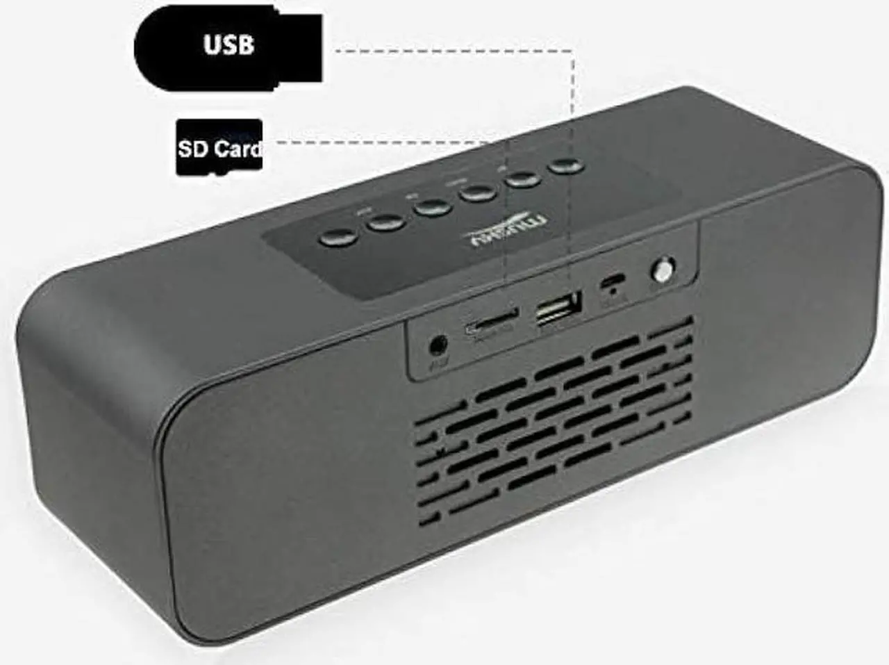 Alt view image 3 of 7 - Portable Bluetooth Stereo Speaker, with 2X5W Dual Acoustic Drivers,FM Radio & Handsfree Speakerphone, Slots for Micro SD Card & USB & AUX, for Smart Phone, MP3, iPad, Tablet & More