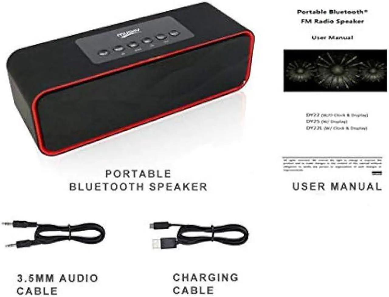 Alt view image 7 of 7 - Portable Bluetooth Stereo Speaker, with 2X5W Dual Acoustic Drivers,FM Radio & Handsfree Speakerphone, Slots for Micro SD Card & USB & AUX, for Smart Phone, MP3, iPad, Tablet & More