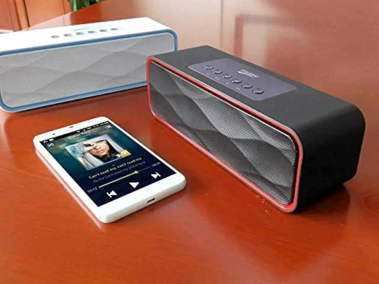Alt view image 6 of 7 - Portable Bluetooth Stereo Speaker, with 2X5W Dual Acoustic Drivers,FM Radio & Handsfree Speakerphone, Slots for Micro SD Card & USB & AUX, for Smart Phone, MP3, iPad, Tablet & More