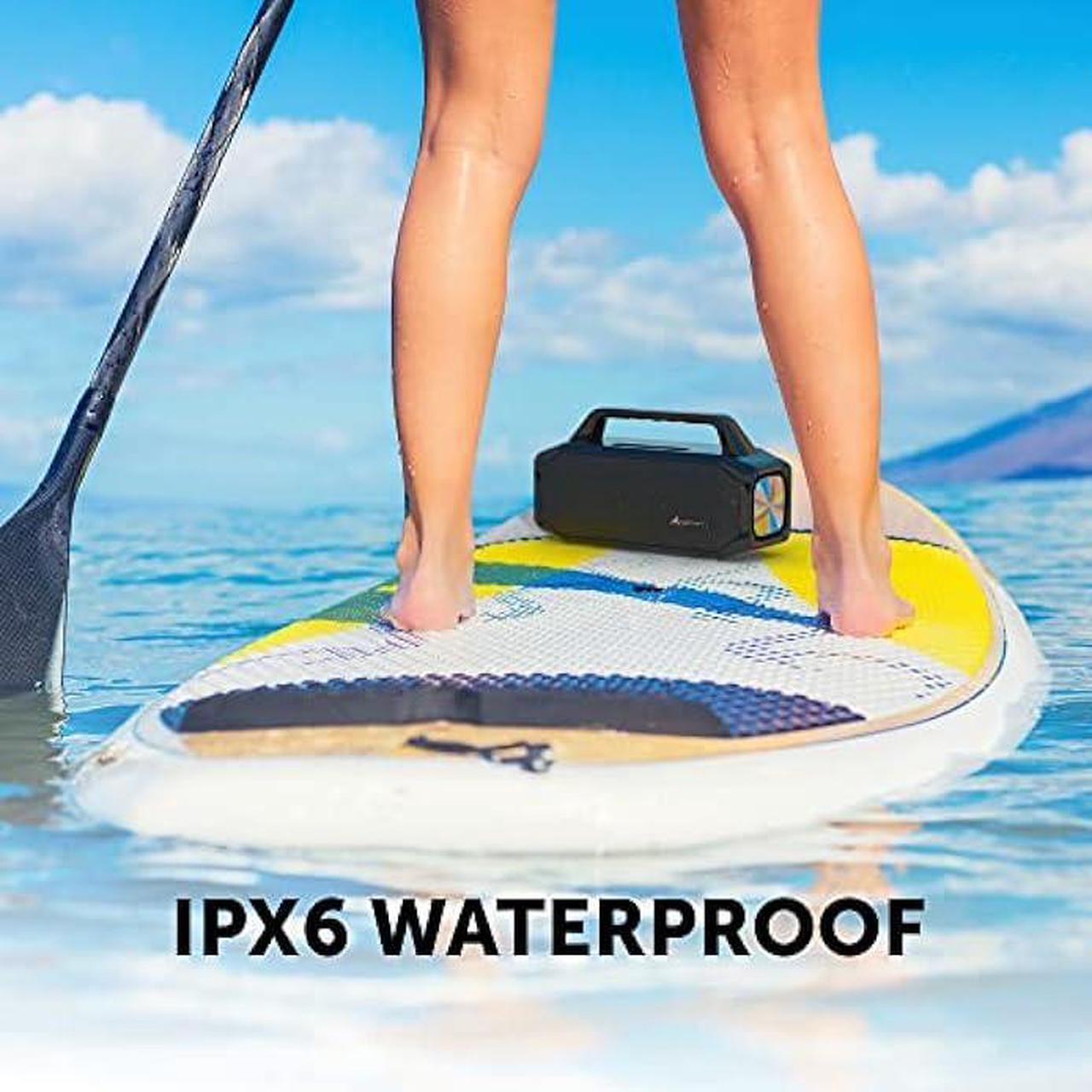 Alt view image 4 of 6 - Alpatronix IPX6 Waterproof Stereo Bluetooth Speaker 80W (100W Max), Portable Wireless, 12000mAh Power Bank, Handsfree, Shockproof, TWS, Subwoofer, TF & Flash Card, NFC, AX600, Indoor & Outdoor  Black