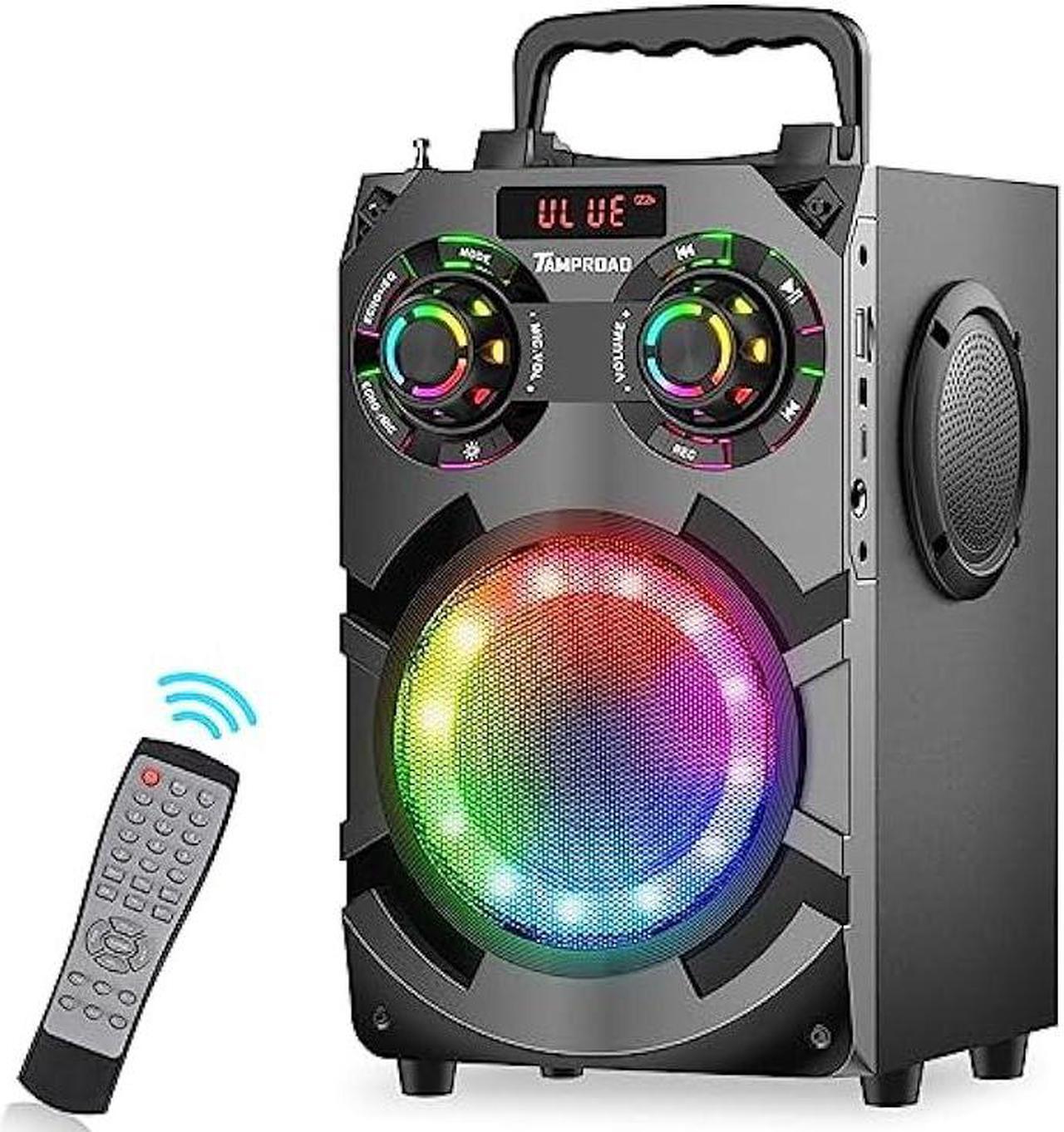 Main image of Portable Loud Bluetooth Speakers with Subwoofer, 80W Peak Powerful Large boombox Bluetooth Wireless with Stereo Sound, FM Radio, EQ, Remote, LED Lights, for Home Outdoor Party Holiday Birthday Gifts