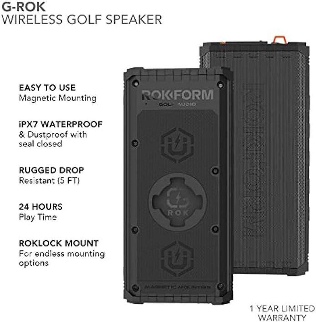 Alt view image 2 of 5 - Rokform G-ROK  Wireless Golf Speaker, Portable Magnetic, IPX7 Waterproof, Shockproof & Dustproof, Loud & Clear Sound, 24 Hour Battery, Rugged Outdoor Golf Cart Speaker (Black)