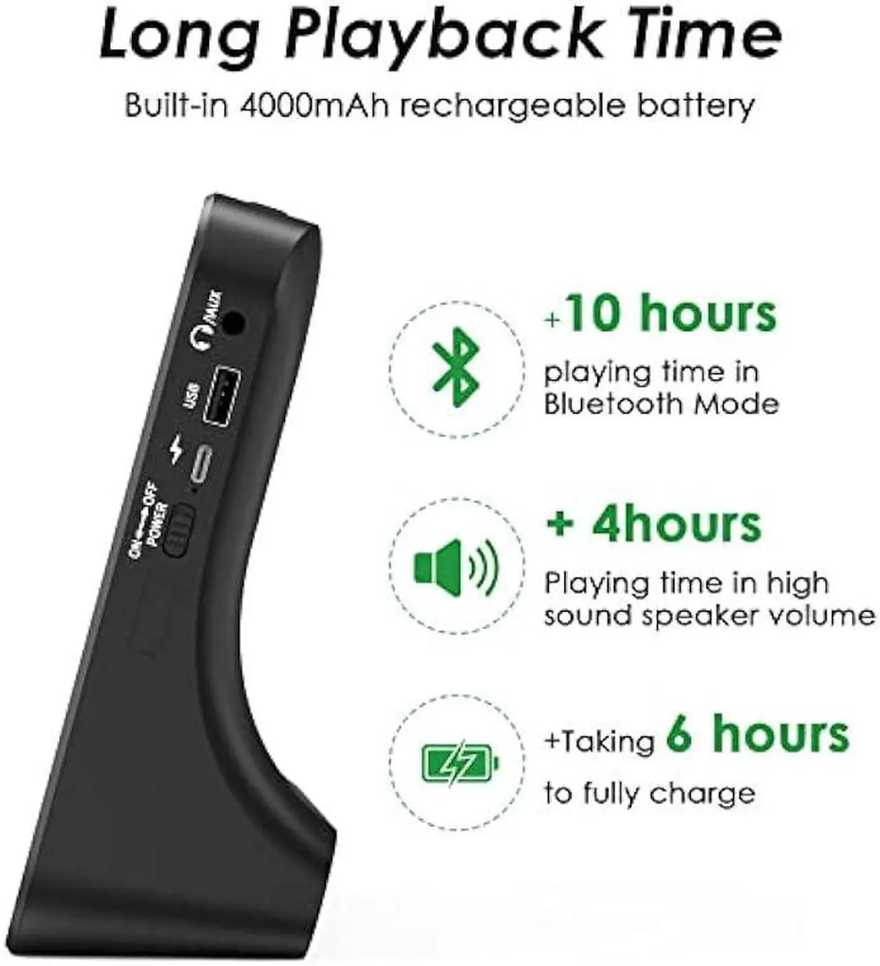 Alt view image 7 of 7 - Gueray CD Player Portable Bluetooth Desktop 4000mAh Rechargeable CD Player for Home CD Player with Timer HiFi Speakers Dust Cover LCD Screen Display FM Radio Type-c 3.5mm AUX Jack Remote Control