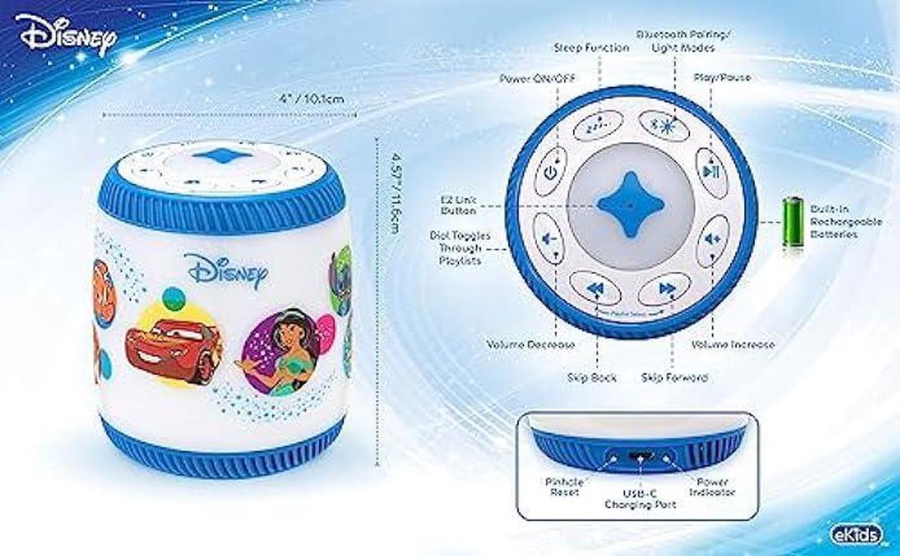 Alt view image 6 of 6 - eKids Disney Bluetooth Storyteller with EZ Link, Night Light, Sleep Sounds, and Bedtime Stories for Kids, Designed for Fans of Disney Toys