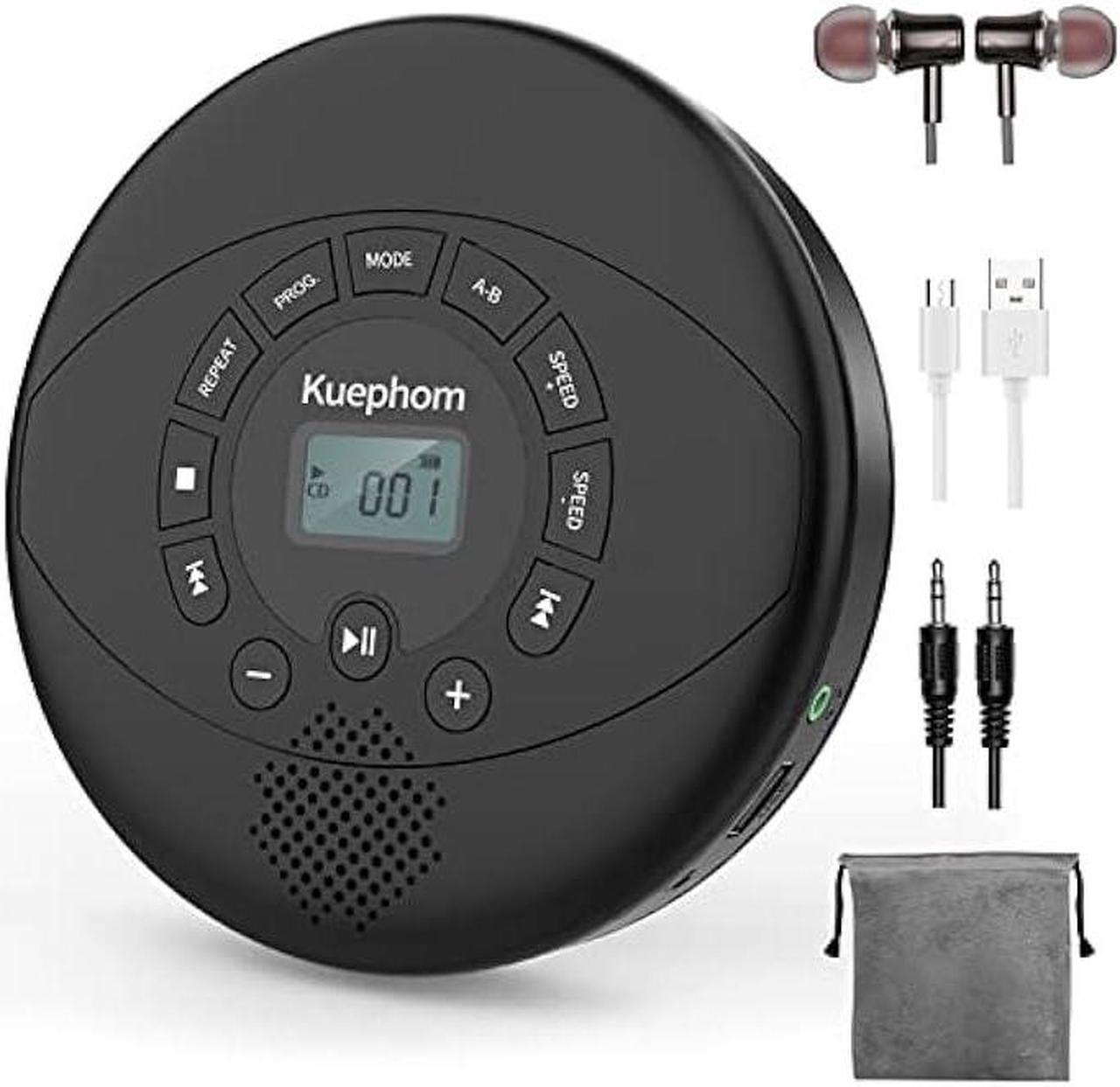 Main image of CD player portable,Discman rechargeable,Walkman CD player with speaker,Portable cd player with headphones,CD-R,MP3 USB playable,Anti skip CD playing for car,suitable for personal or multi-users,Black