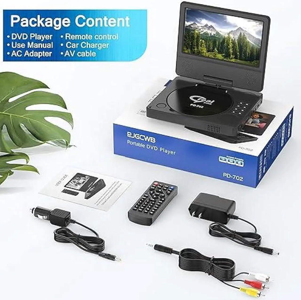 Alt view image 3 of 7 - 9.5 Portable DVD Player with 7.5 Swivel Display Screen, 5-Hour Built-in Rechargeable Battery, Car DVD Player,Supports SD Card/USB/CD/DVD and Multiple Disc Formats, High Volume Speaker,Black