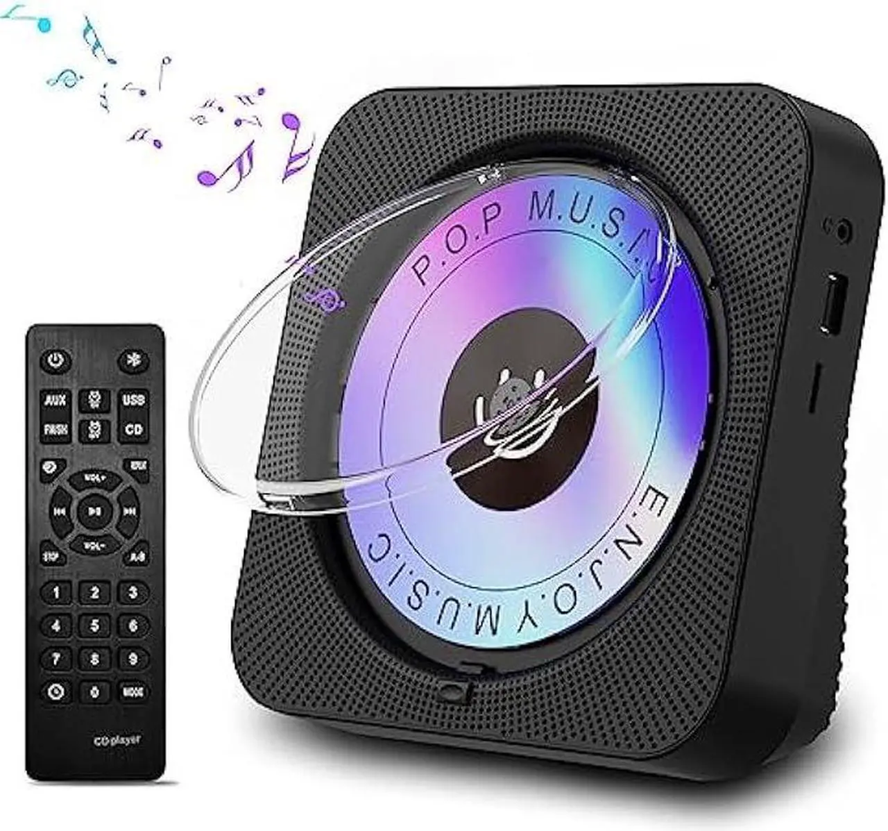 Main image of MICOCIOUS CD Player Bluetooth Desktop CD Player with Speaker for Home Portable Music CD Players with RC, LED Display, FM Radio, Timer, Support Headphone/USB/TF/AUX Playback