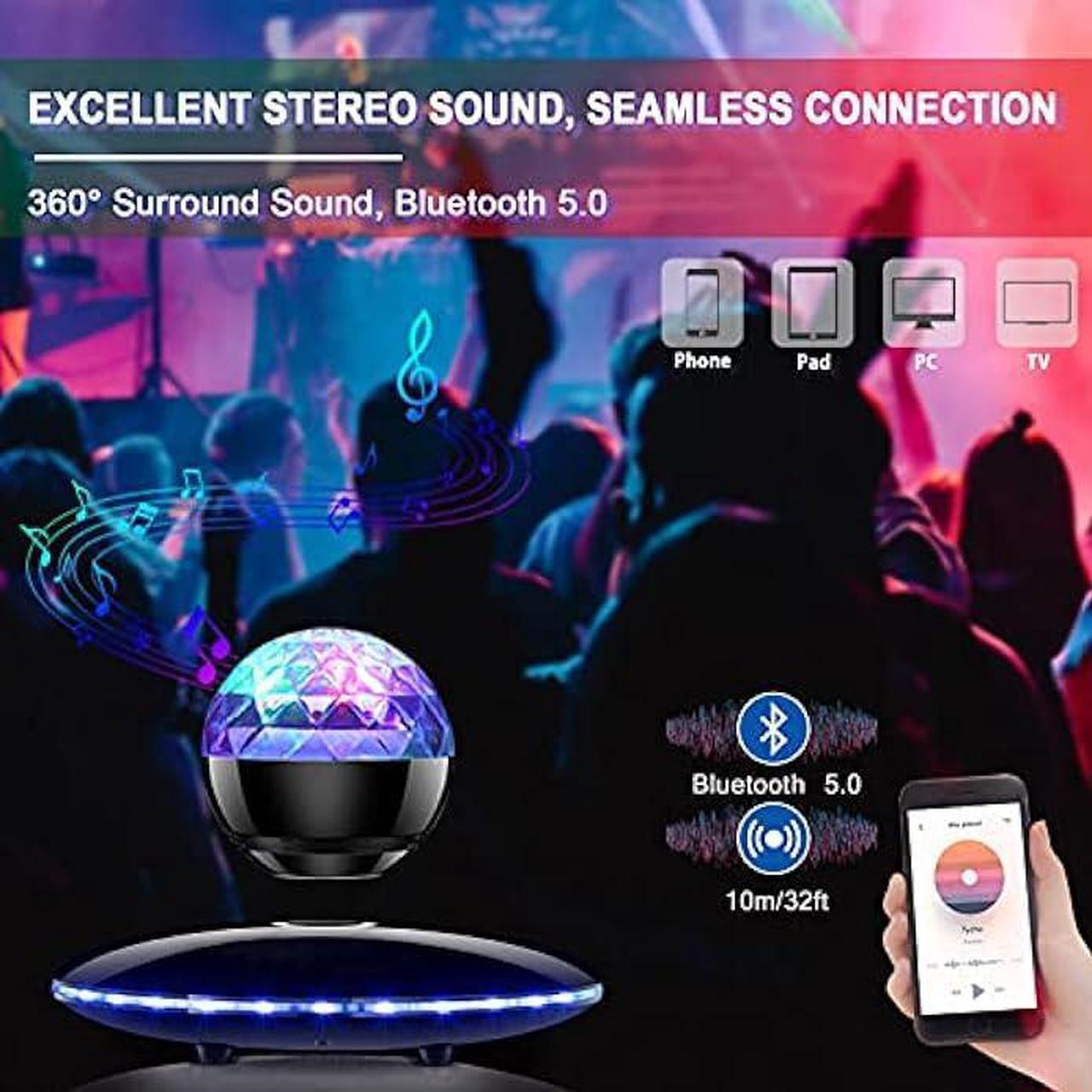 Alt view image 4 of 6 - RUIXINDA Magnetic Levitating Bluetooth Speaker, Floating Speaker with Night Light Projector, Colorful Led Flashing Show for Home Birthday Party, Cool Tech Gadgets Birthday
