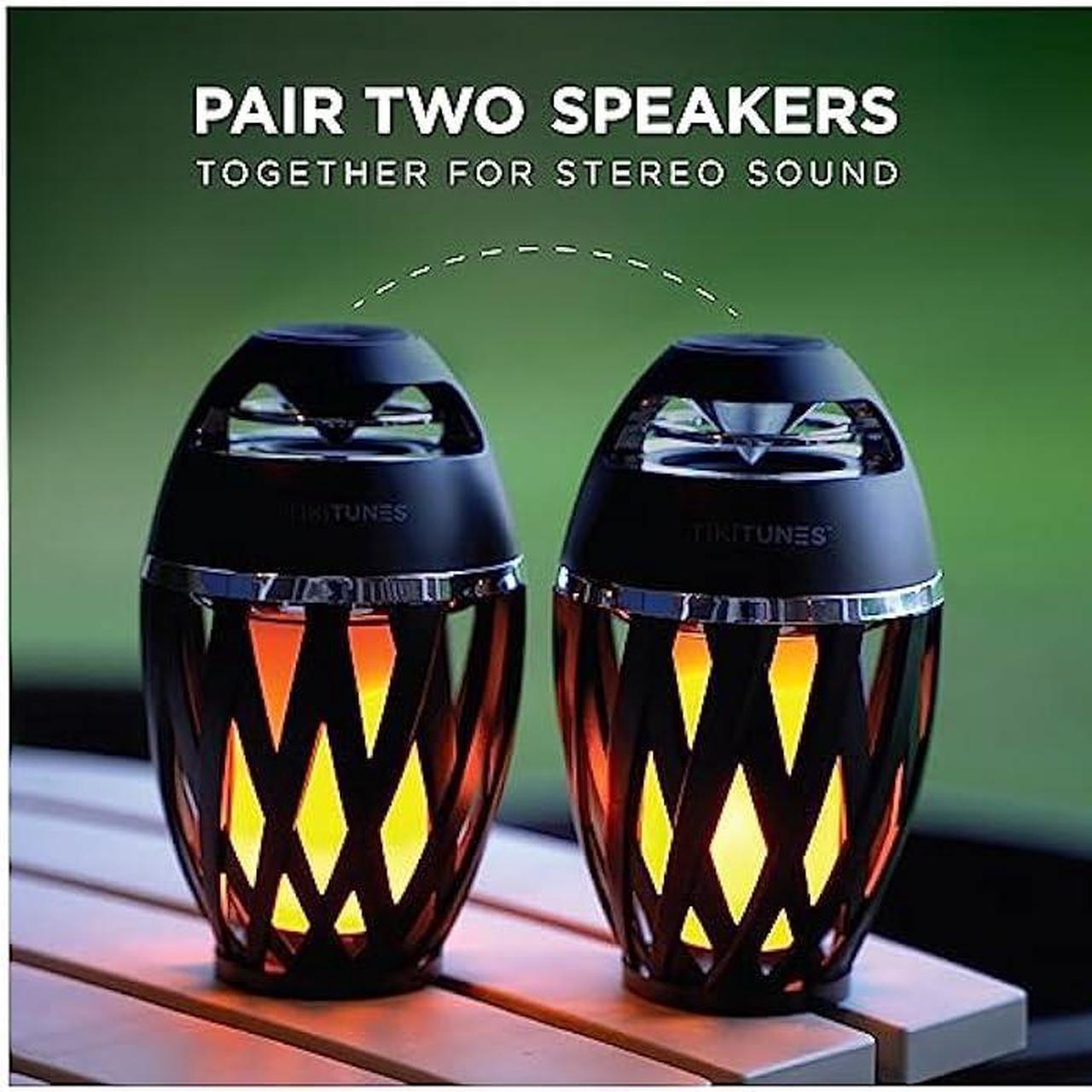 Alt view image 4 of 5 - Limitless Innovations TikiTunes Portable Bluetooth 5.0 Indoor/Outdoor Wireless Speaker, LED Torch Atmospheric Lighting Effect, 5-Watt Audio USB Speaker, 2000 mAh Battery for iPhone/iPad/Android