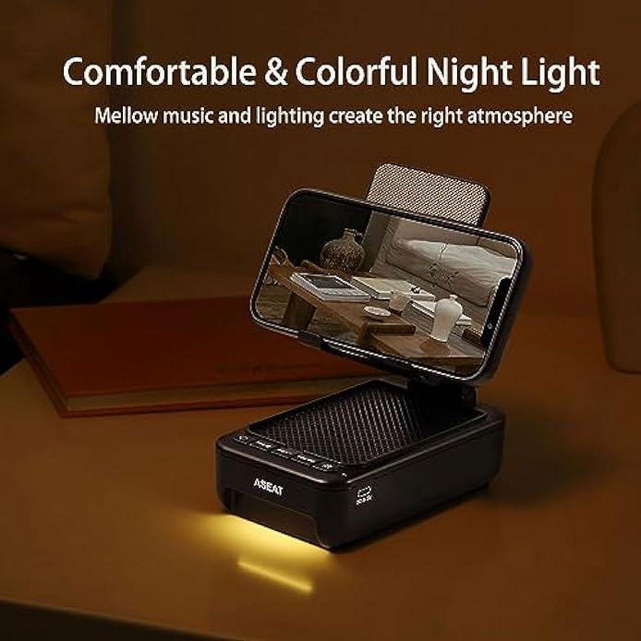 Alt view image 5 of 6 - ASEAT Gifts for Men Him, Cell Phone Stand with Bluetooth Speaker&LED Color Changing Light, Unique Gifts for Dad Mom Women Her Husband, Cool Gadget with Color Gradient Light, Birthday Gifts for Men