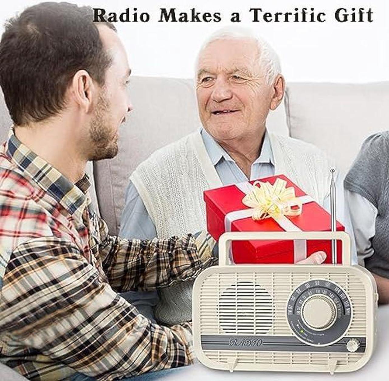 Alt view image 7 of 7 - Audiocrazy Radio with Bluetooth, Radio Portable AM FM, Plug in Wall and Play, or AA Battery Operated Radios, Best Reception Vintage Retro Radio Built in Clear Speaker Headphone/AUX in Jack