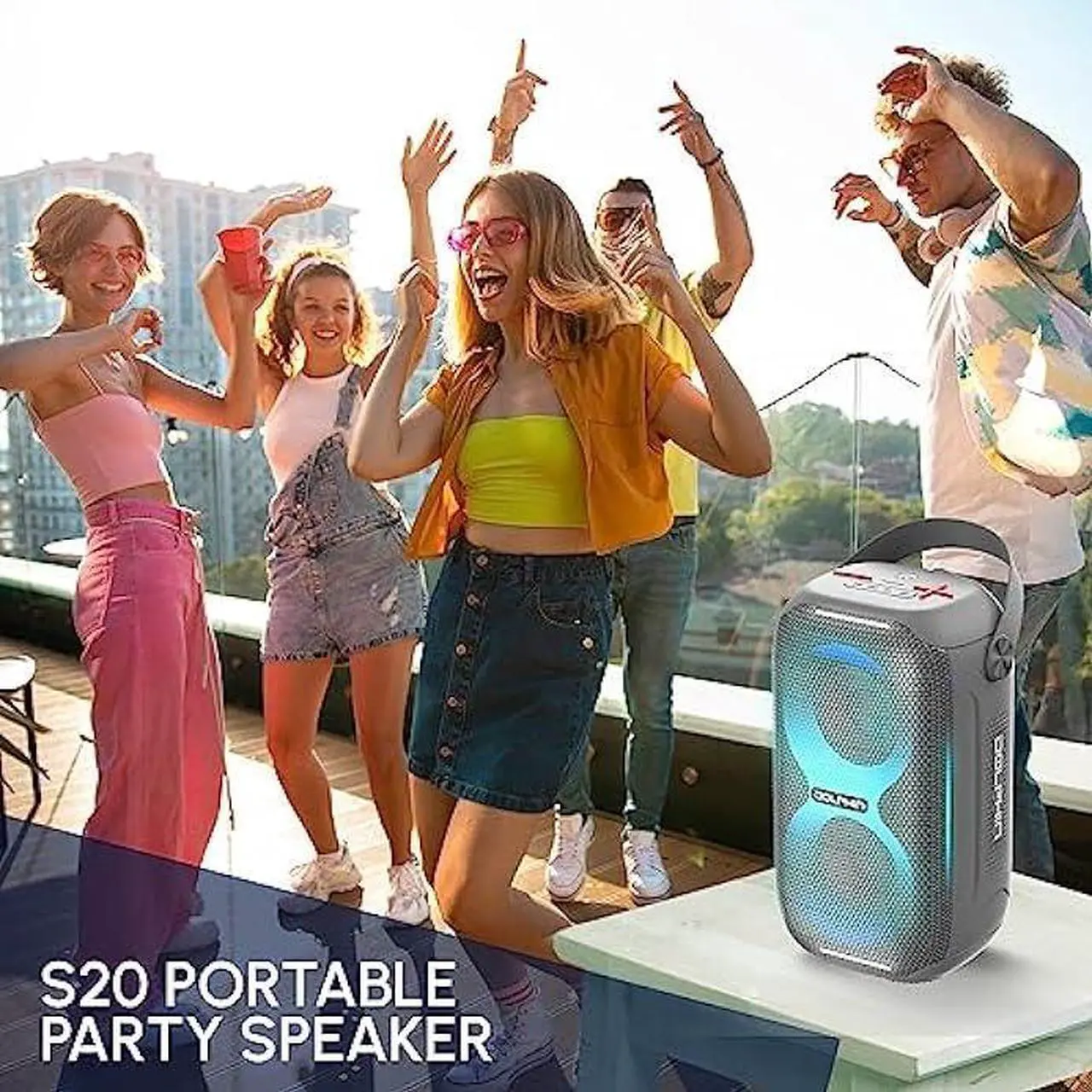 Alt view image 2 of 7 - Dolphin Waterproof Bluetooth Speaker - Loud & Compact Size, IPX5, Long-Lasting Battery - Ideal for Beach, Pool, Shower, Camping, Outdoors (Gray)