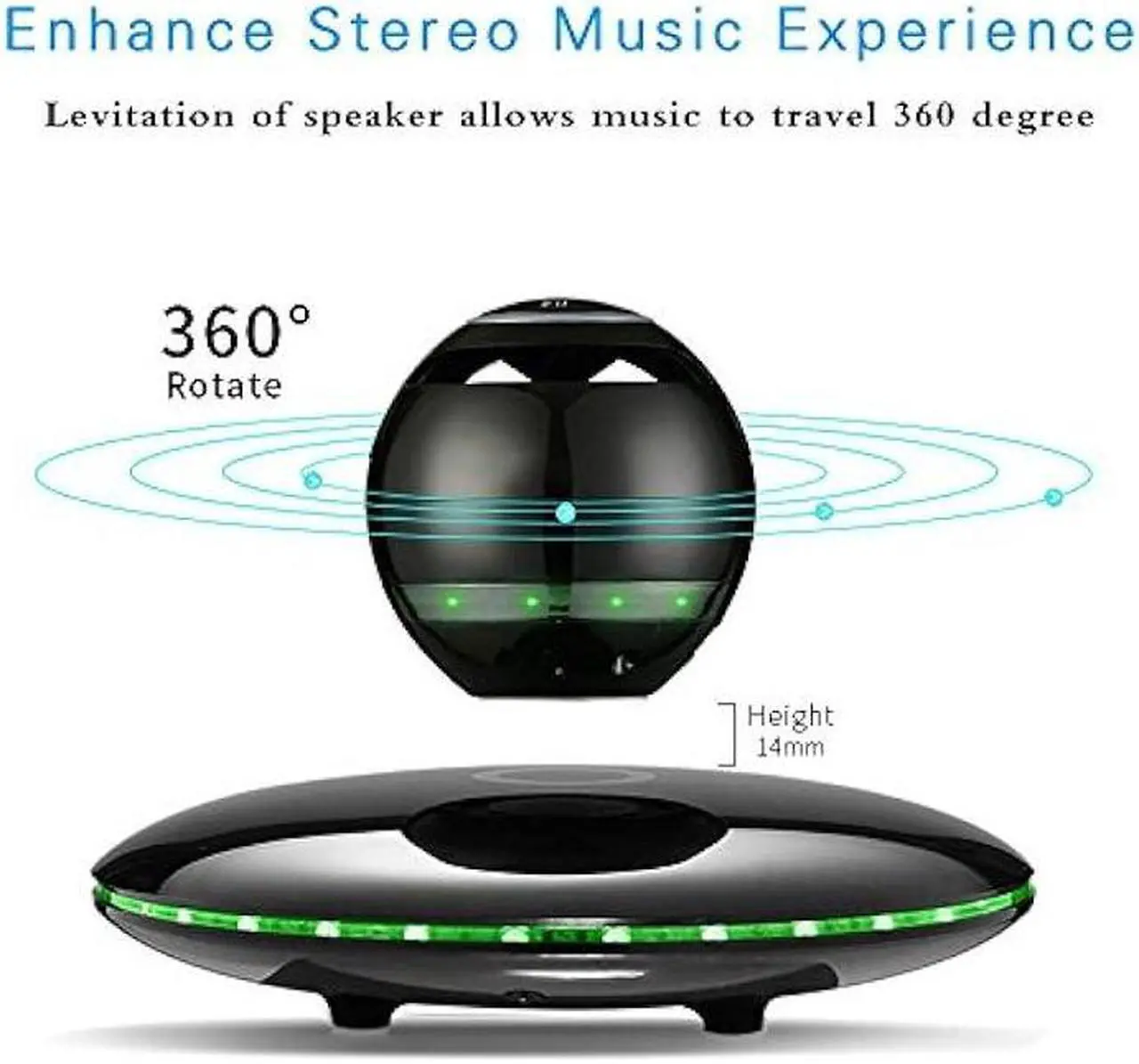 Alt view image 2 of 6 - Infinity Orb Magnetic Levitating Speaker Bluetooth 4.0 LED Flash Wireless Floating Speakers with Microphone and Touch Buttons (Black)