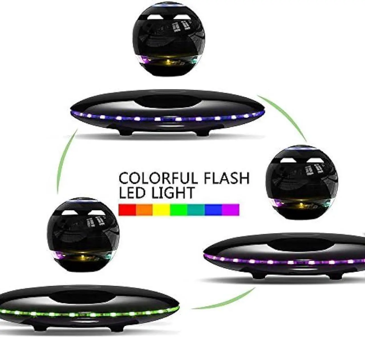 Alt view image 3 of 6 - Infinity Orb Magnetic Levitating Speaker Bluetooth 4.0 LED Flash Wireless Floating Speakers with Microphone and Touch Buttons (Black)