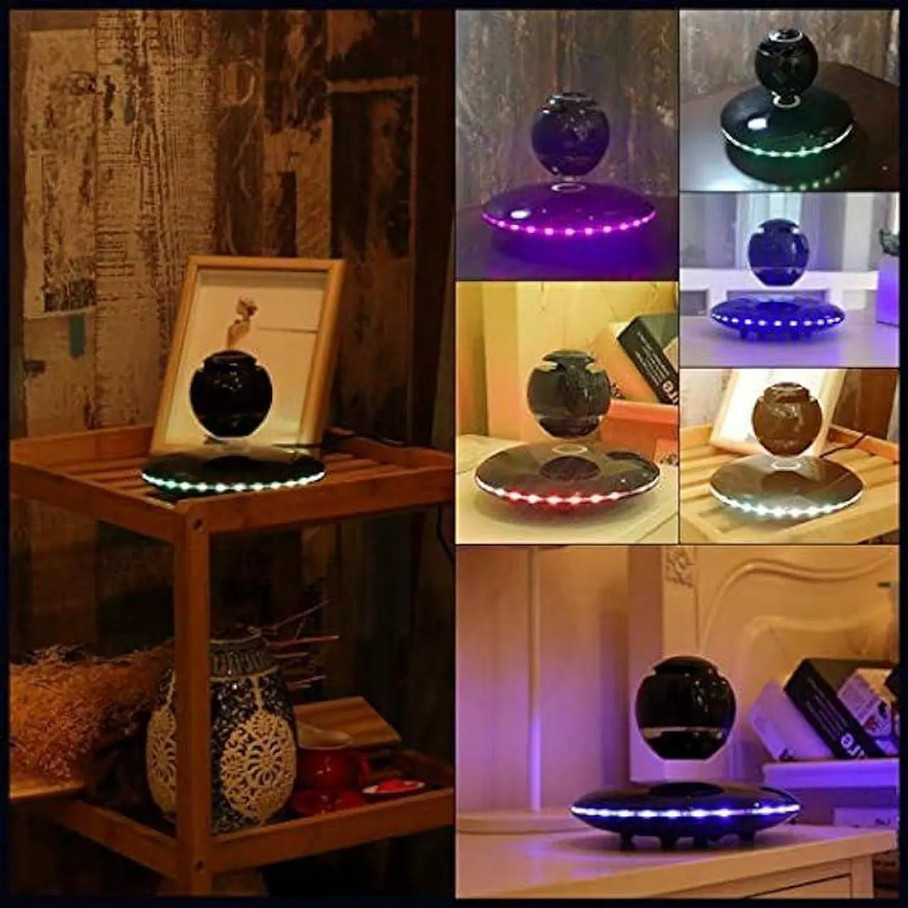 Alt view image 6 of 6 - Infinity Orb Magnetic Levitating Speaker Bluetooth 4.0 LED Flash Wireless Floating Speakers with Microphone and Touch Buttons (Black)