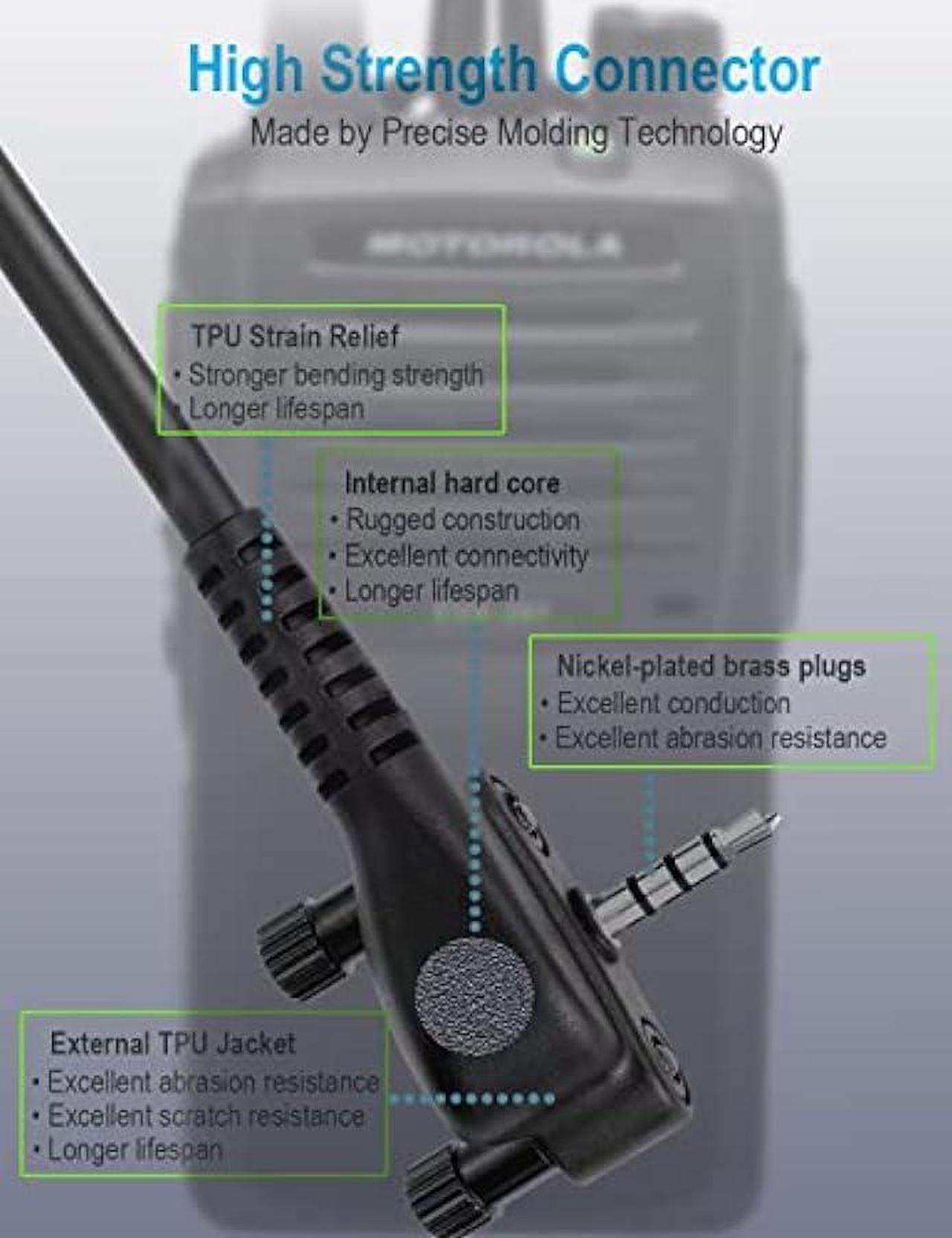 Alt view image 4 of 6 - Speaker Mic with Reinforced Cable for Motorola Vertex Radios VX-210 VX-410 VX-231 VX-261 VX-264 VX-351 VX-354 VX-451 VX-454 VX-459 EVX-531 EVX-534 539, 3.5mm Audio Jack, Heavy Duty Shoulder Microphone