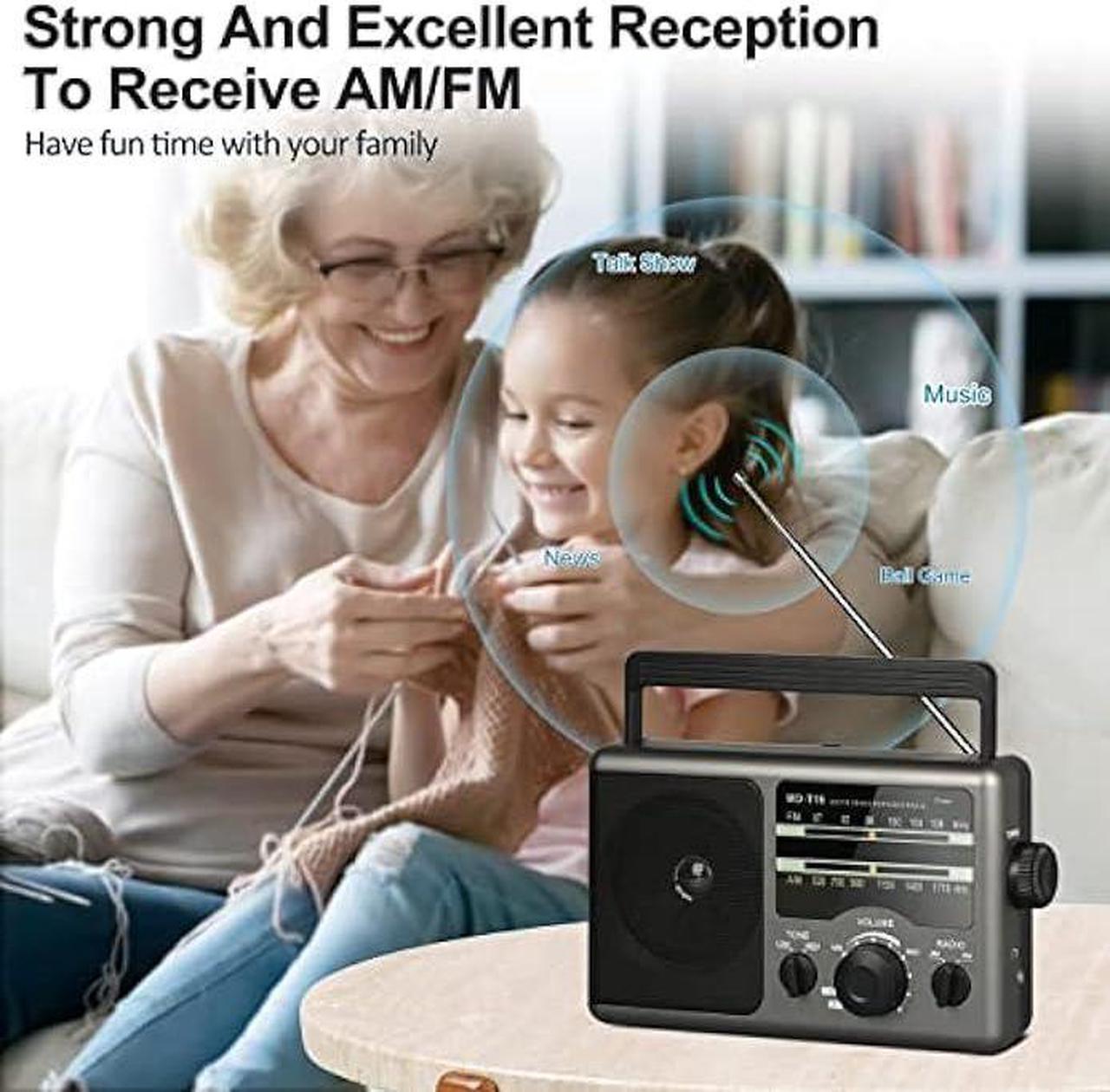Alt view image 6 of 6 - AM FM Portable Radio Battery Operated Radio by 4X D Cell Batteries Or AC Power Transistor Radio with and Big Speaker, Standard Earphone Jack, High/Low Tone Mode, Large Knob