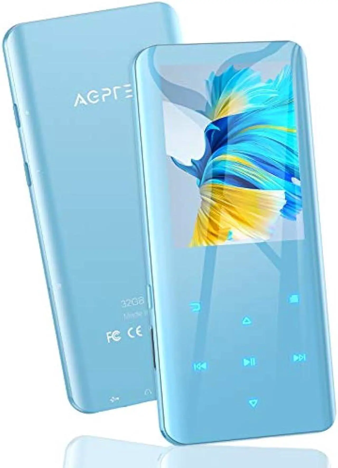 Main image of MP3 Player with Bluetooth 5.3, AGPTEK A19X 2.4 Curved Screen Portable Music Player with Speaker Lossless Sound with FM Radio, Voice Recorder, Built in 32GB, Supports up to 128GB, Blue